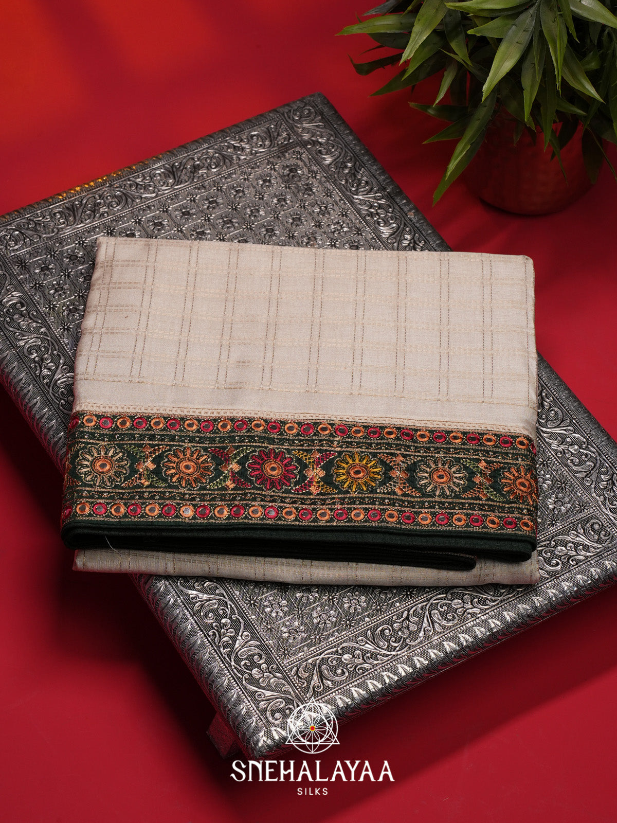 Off-White Tussar Saree