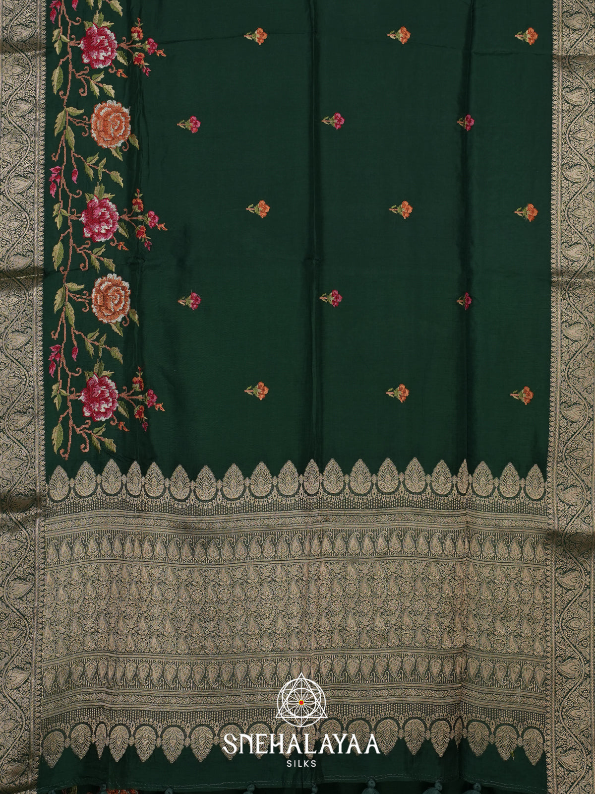 Bottle Green Dola Saree