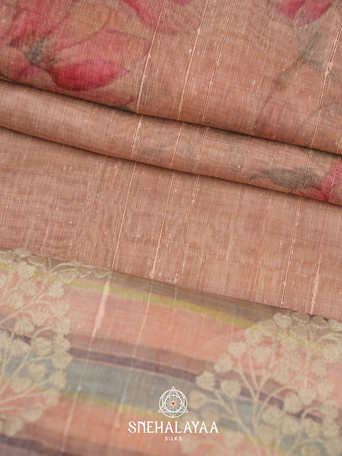 Peach  Linen Saree
