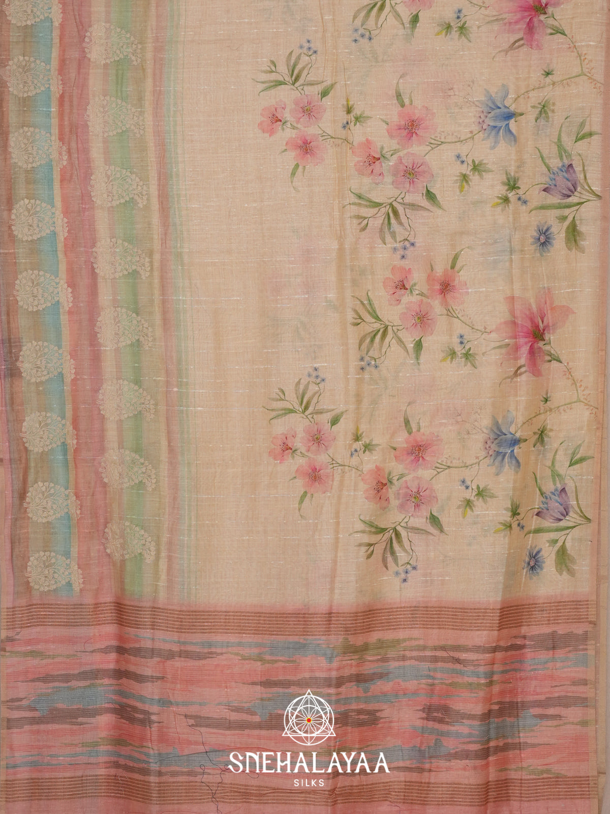 Beige  Linen Saree