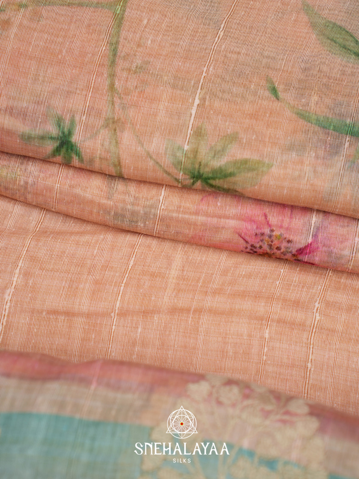 Peach  Linen Saree
