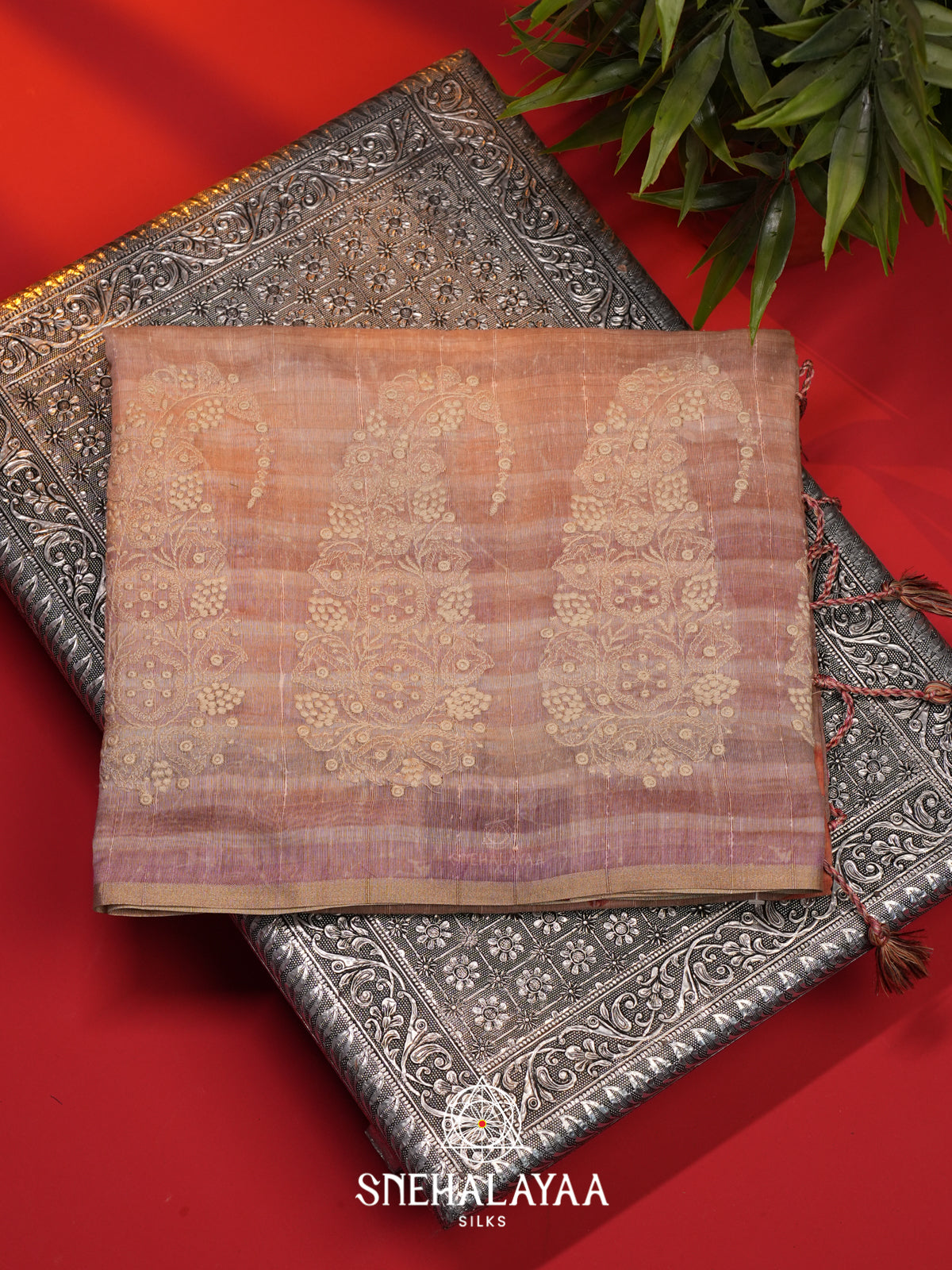 Peach  Linen Saree