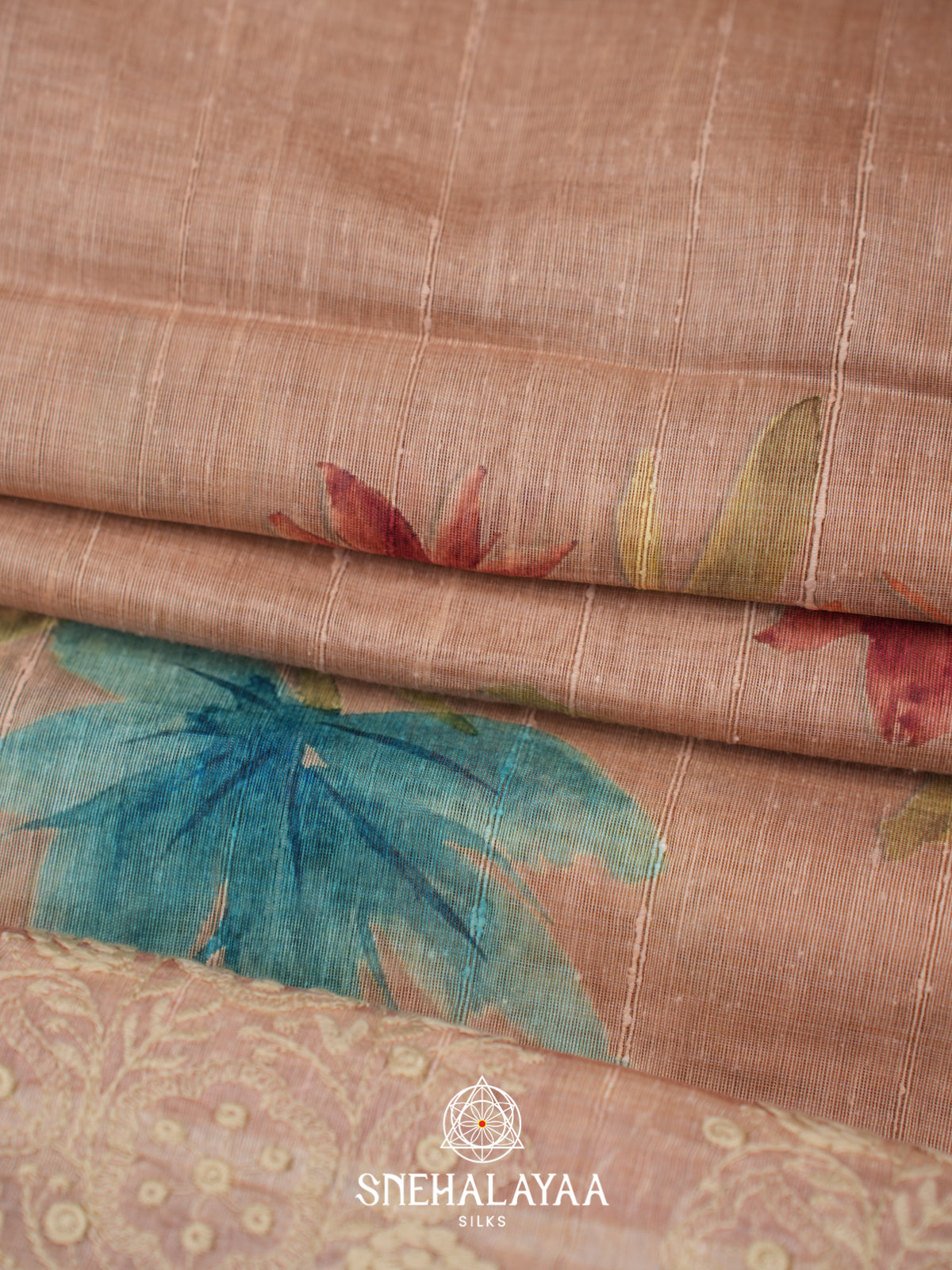 Peach  Linen Saree