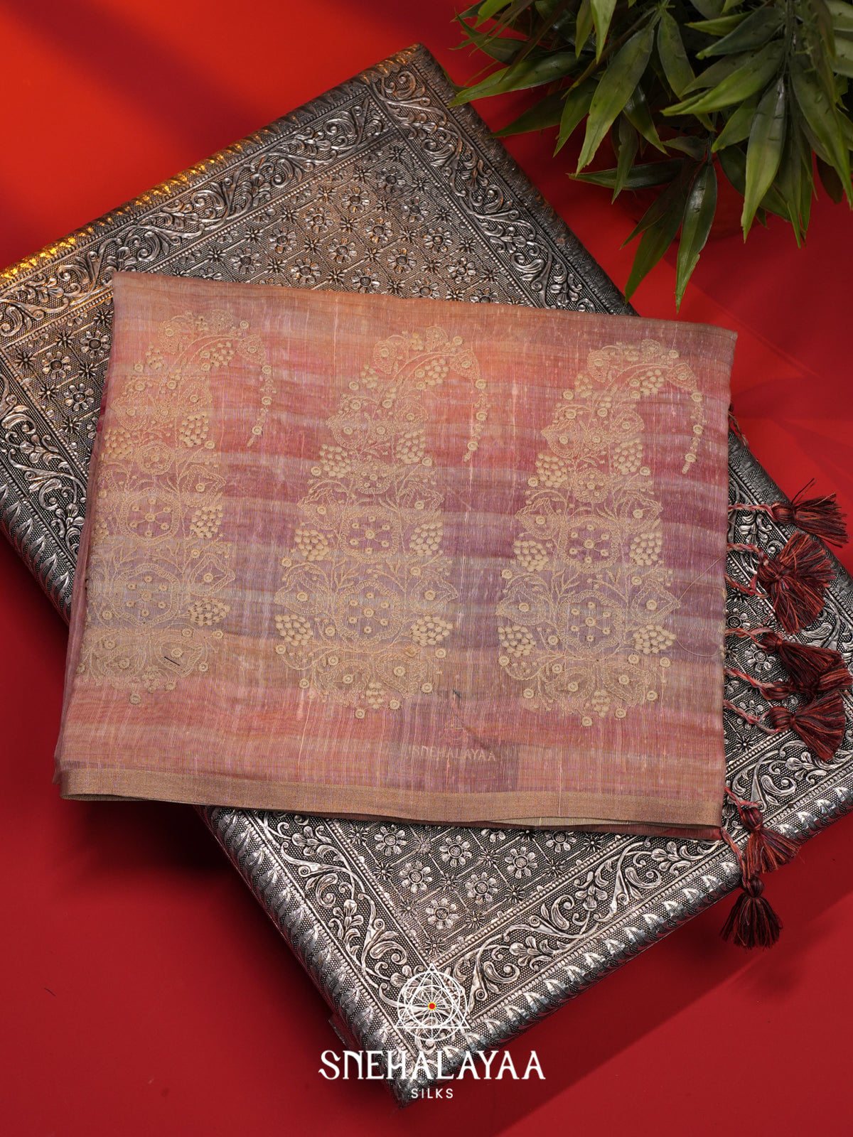 Rose Gold  Linen Saree