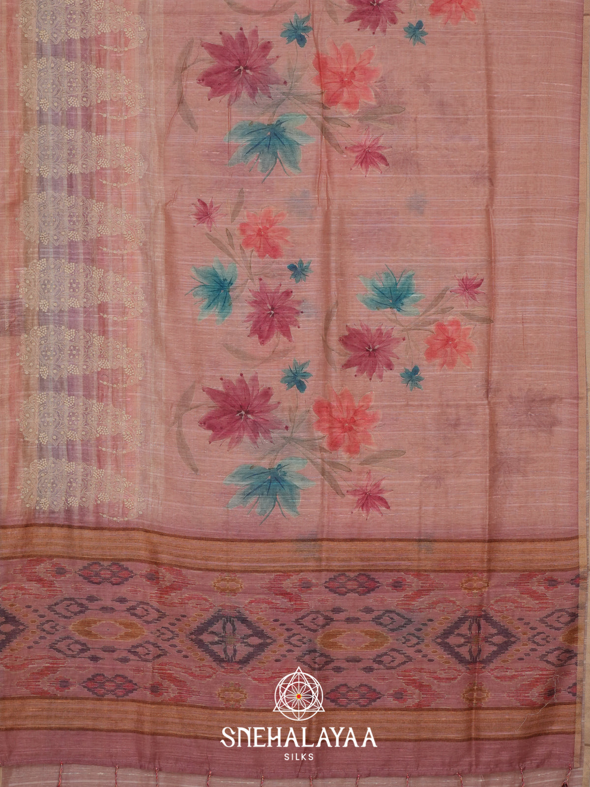 Rose Gold  Linen Saree