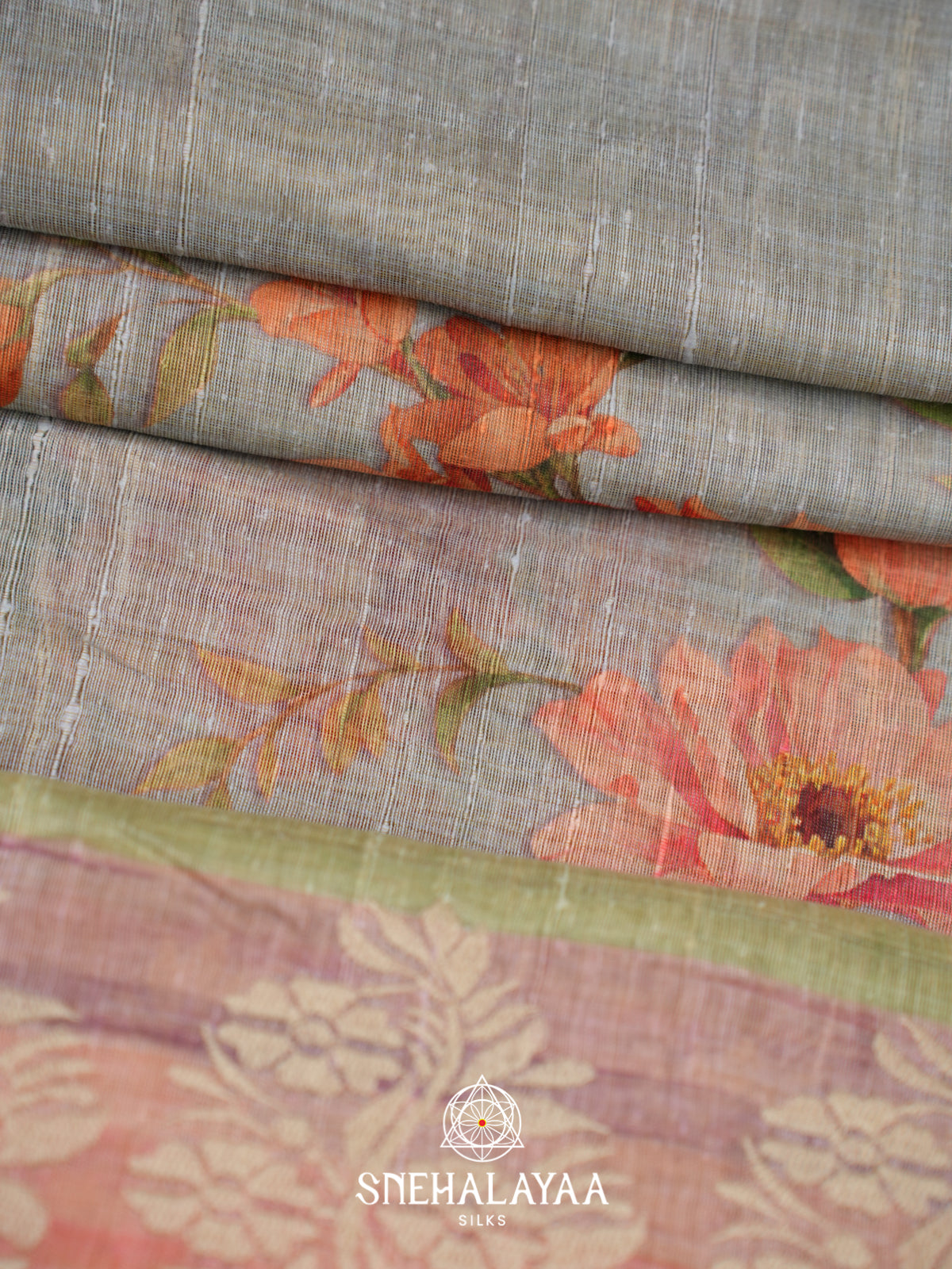 Grey  Linen Saree