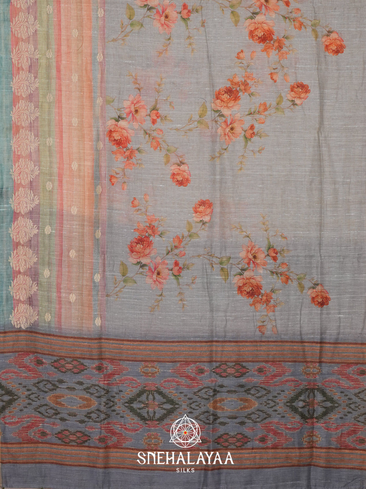 Grey  Linen Saree