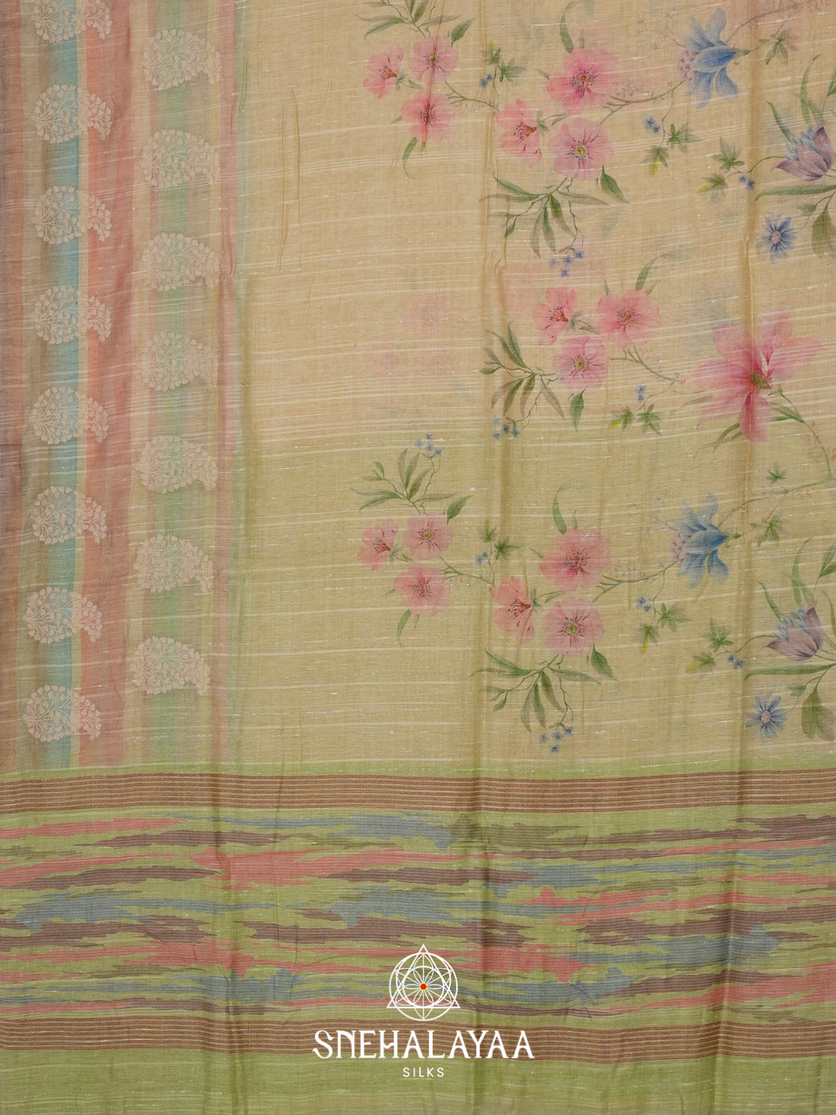 Cream  Linen Saree