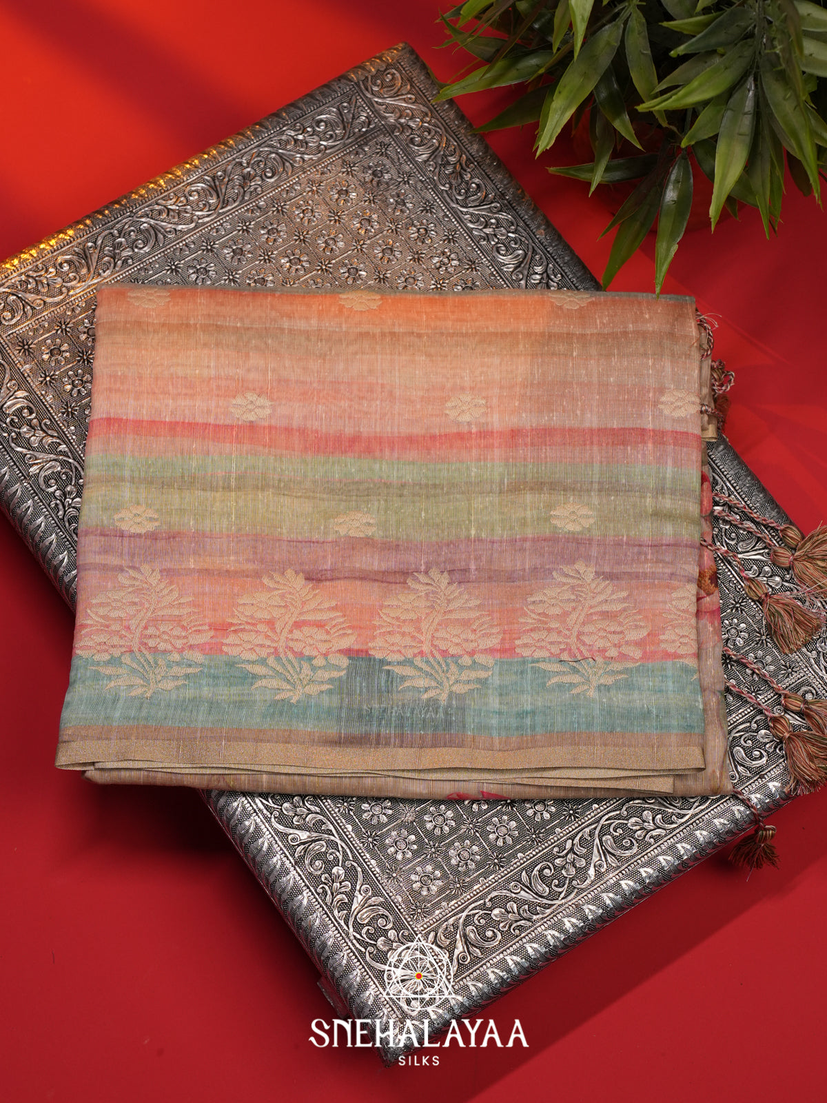 Taupe Beige  Linen Saree
