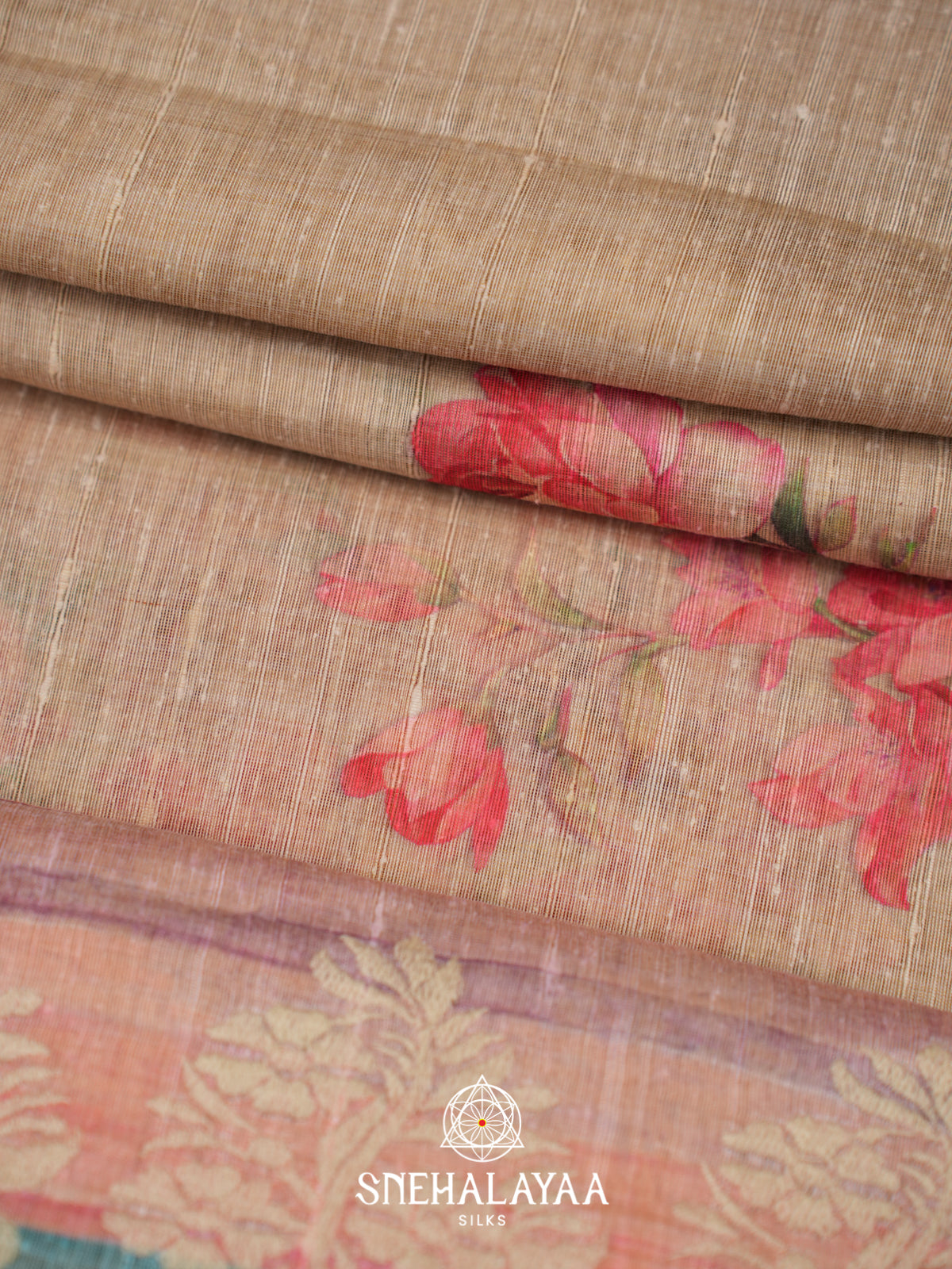 Taupe Beige  Linen Saree
