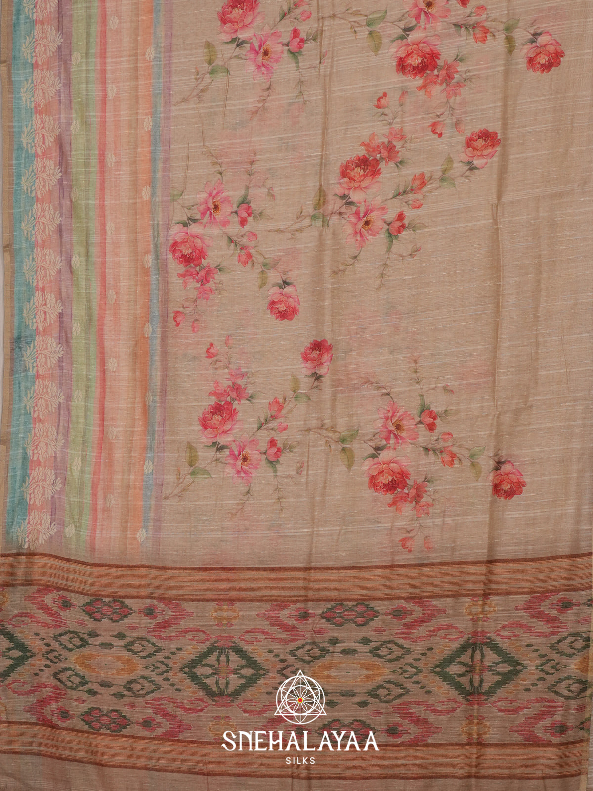Taupe Beige  Linen Saree