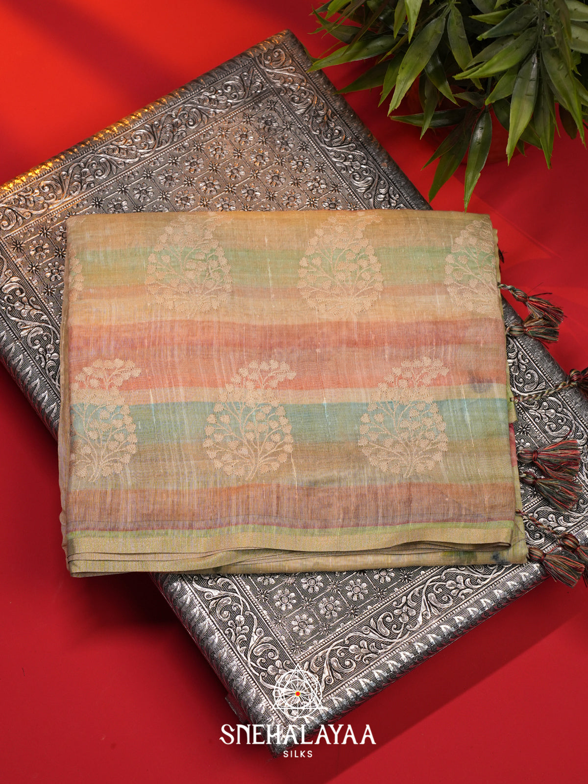 Pale Yellow  Linen Saree