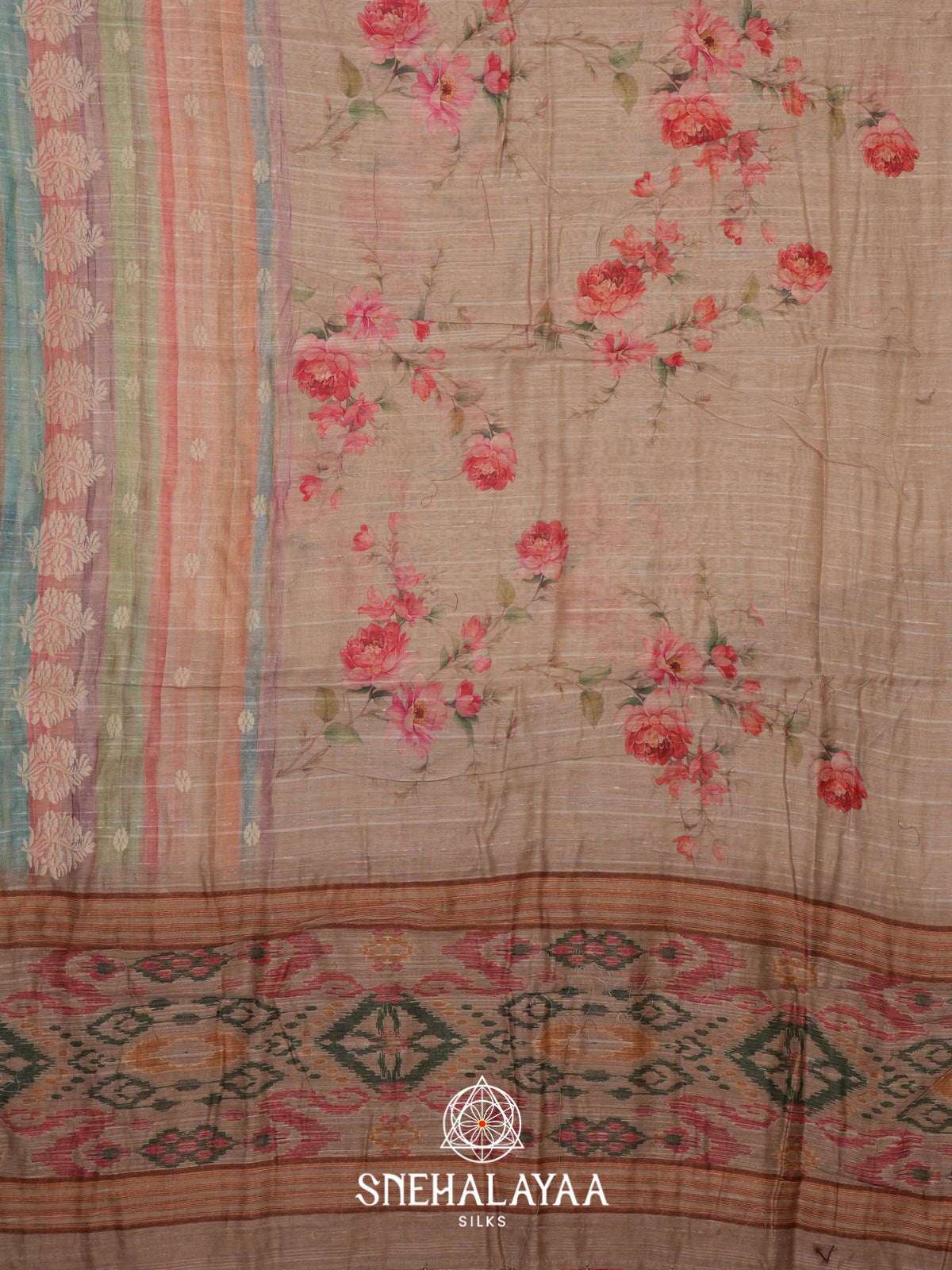 Brown  Linen Saree