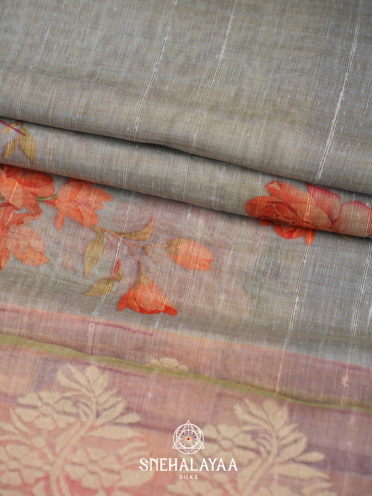 Blue  Linen Saree