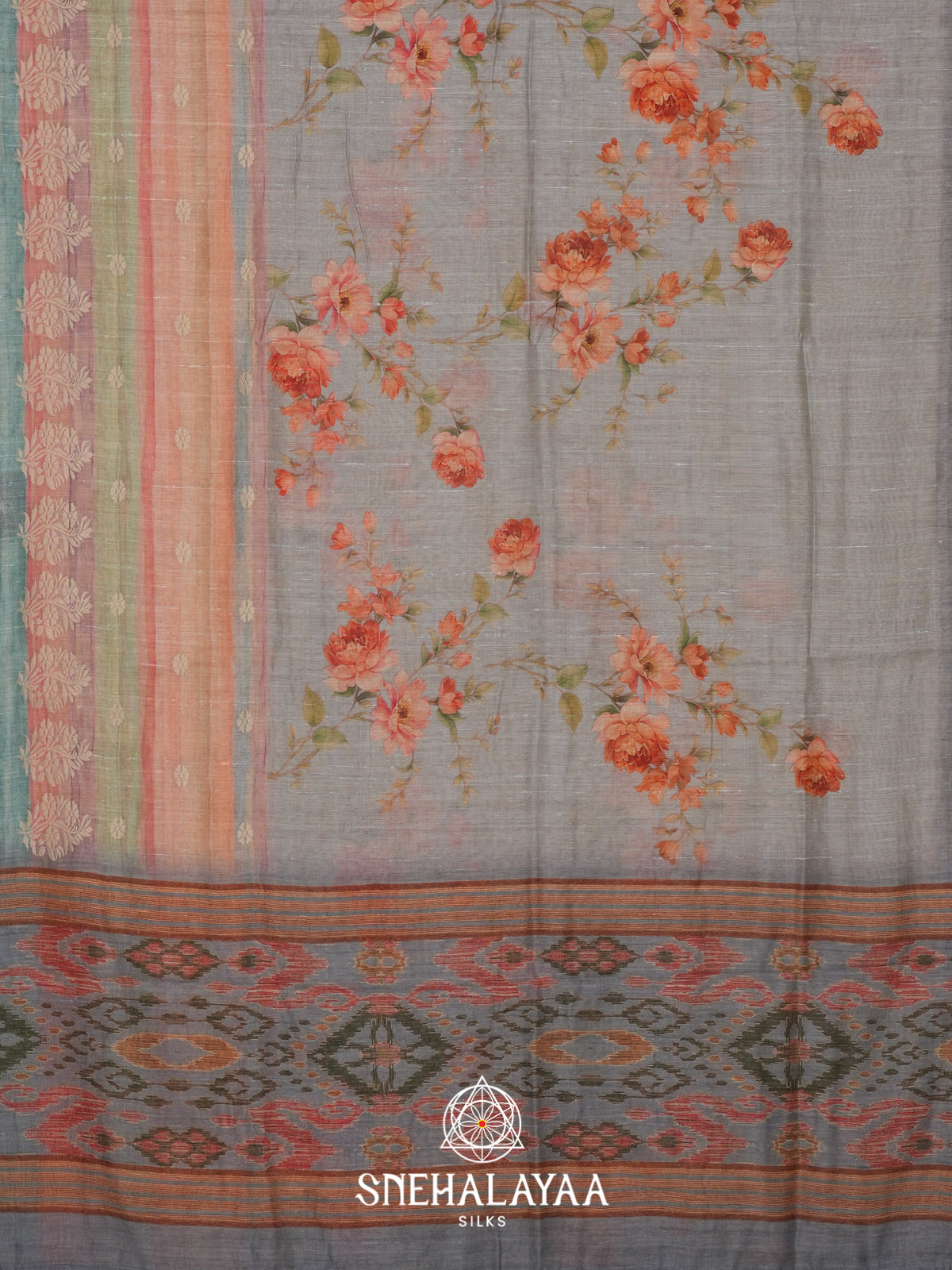 Blue  Linen Saree