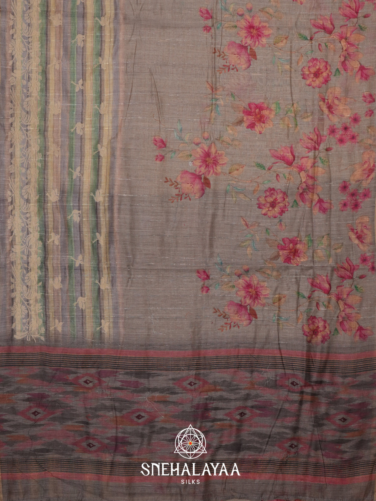 Grey  Linen Saree