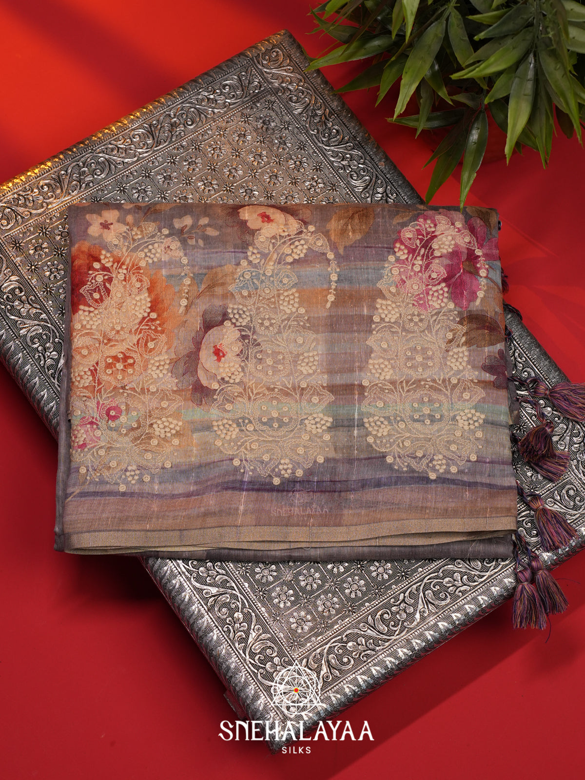 Grey  Linen Saree