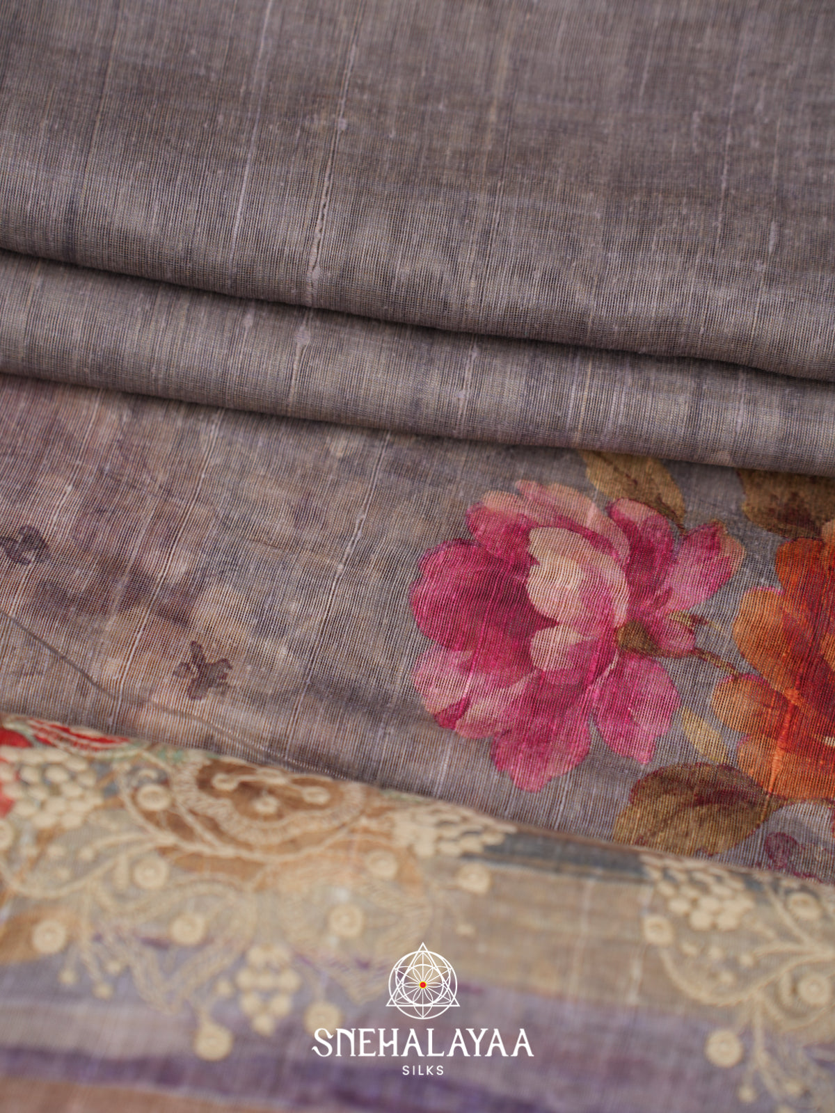 Grey  Linen Saree