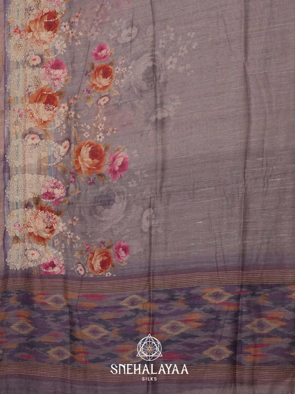 Grey  Linen Saree