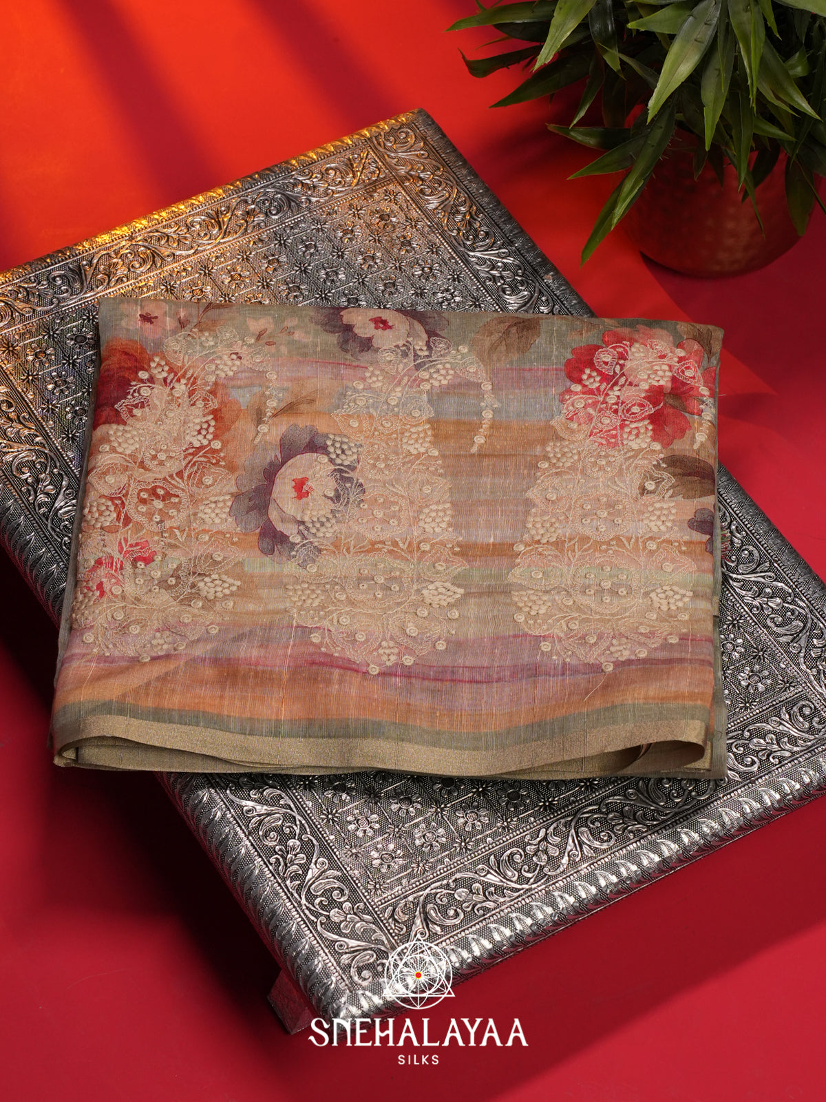 Greige Linen Saree