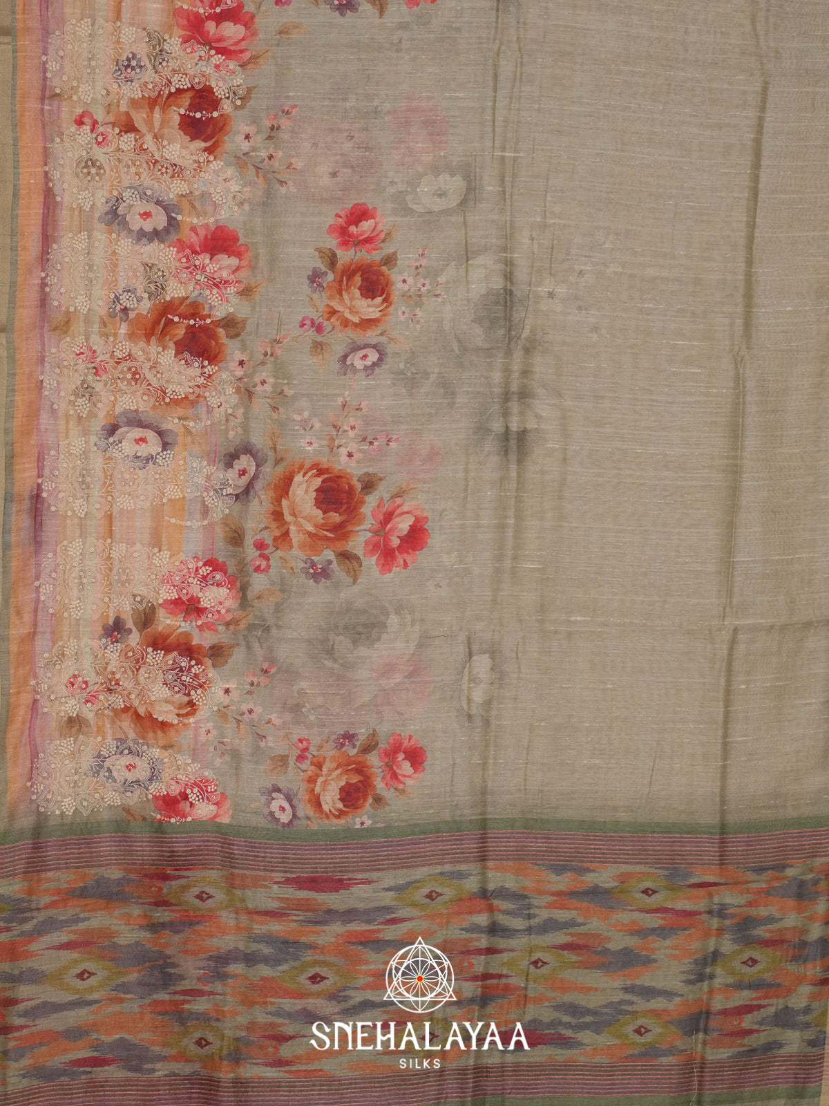 Greige Linen Saree