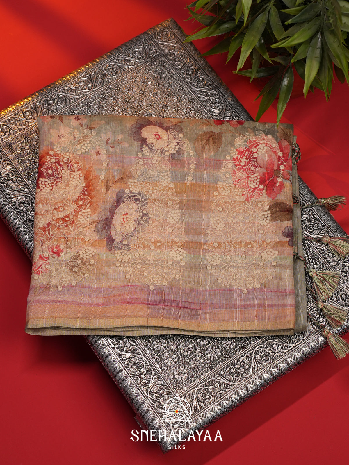 Sage Green  Linen Saree