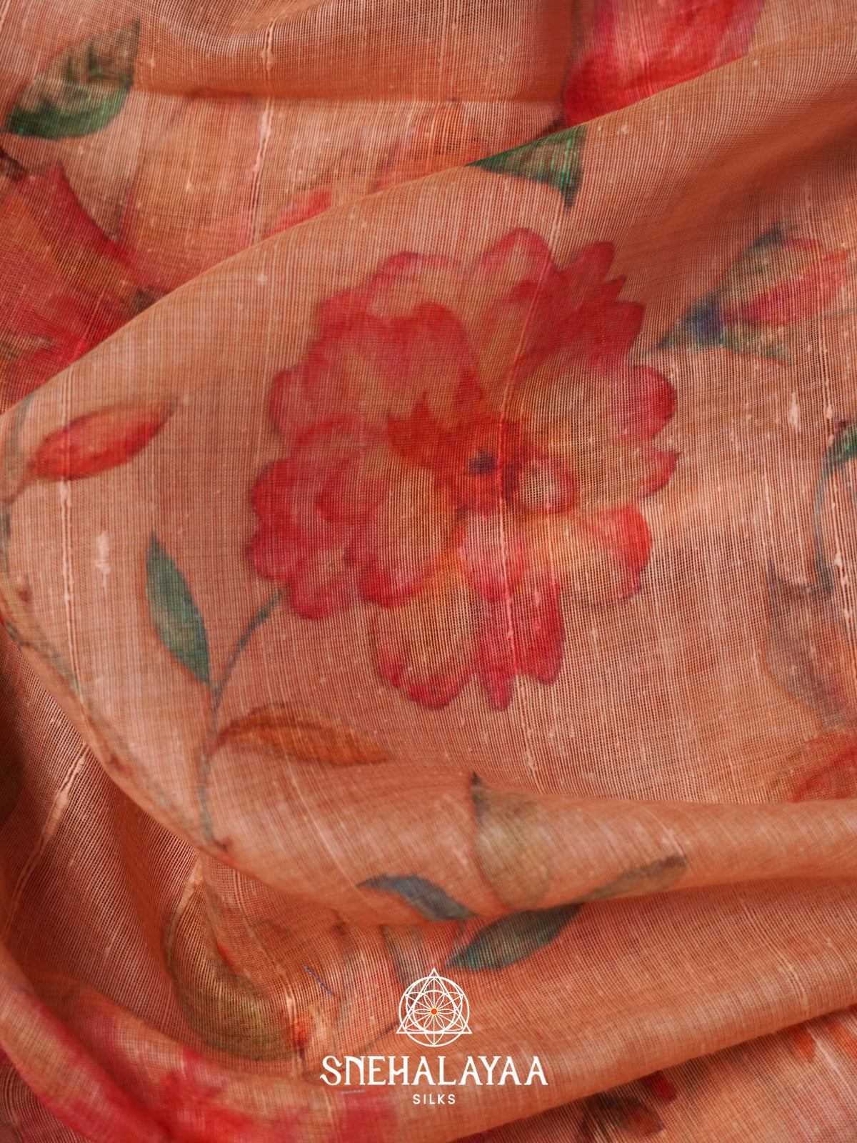 Peach Linen Saree