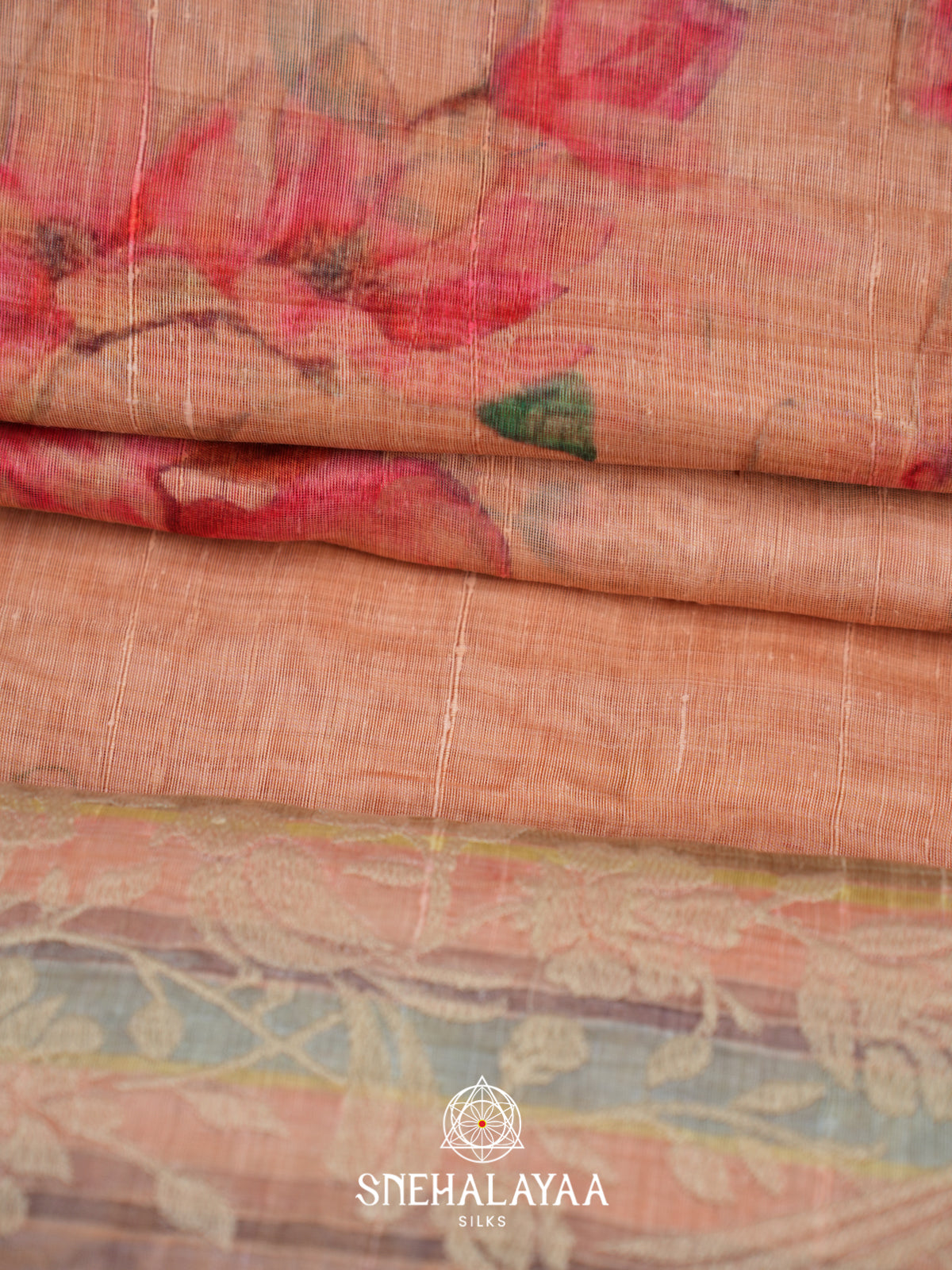 Peach  Linen Saree