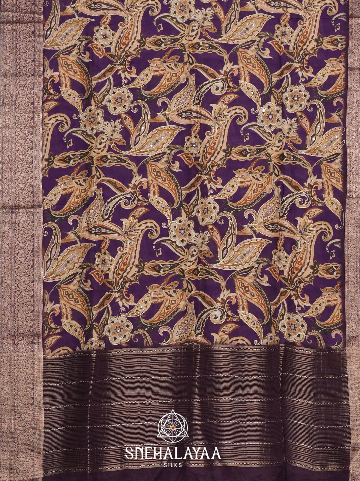 Purple  Crepe Silk Saree