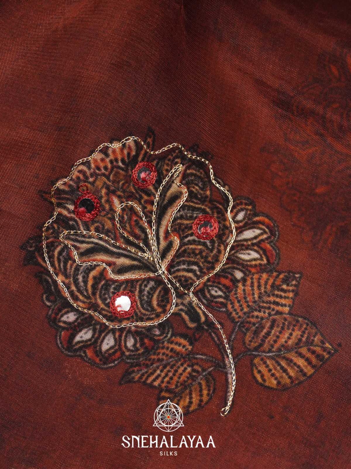Maroon  Crepe Silk Saree