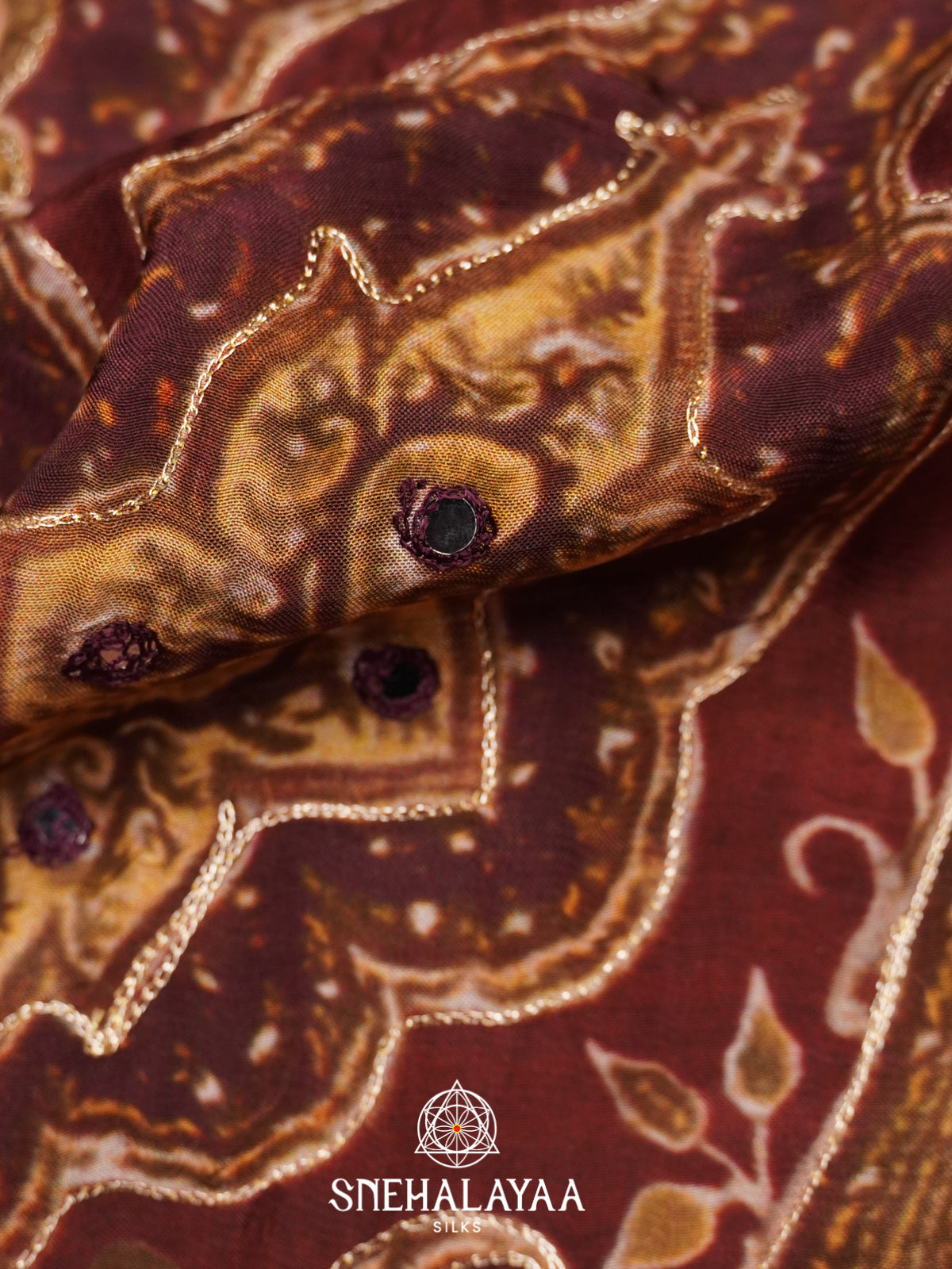 Maroon  Crepe Silk Saree