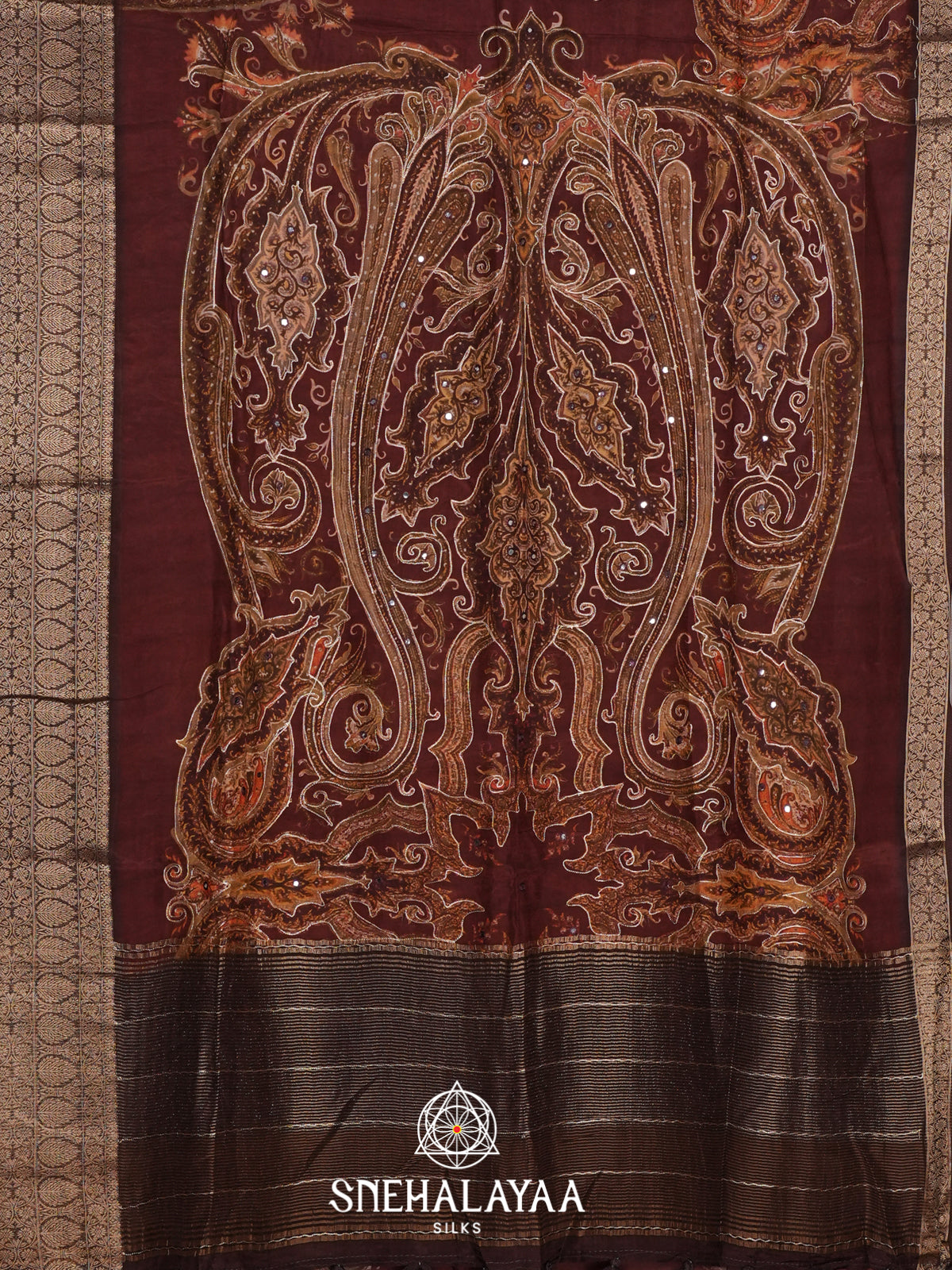 Maroon  Crepe Silk Saree