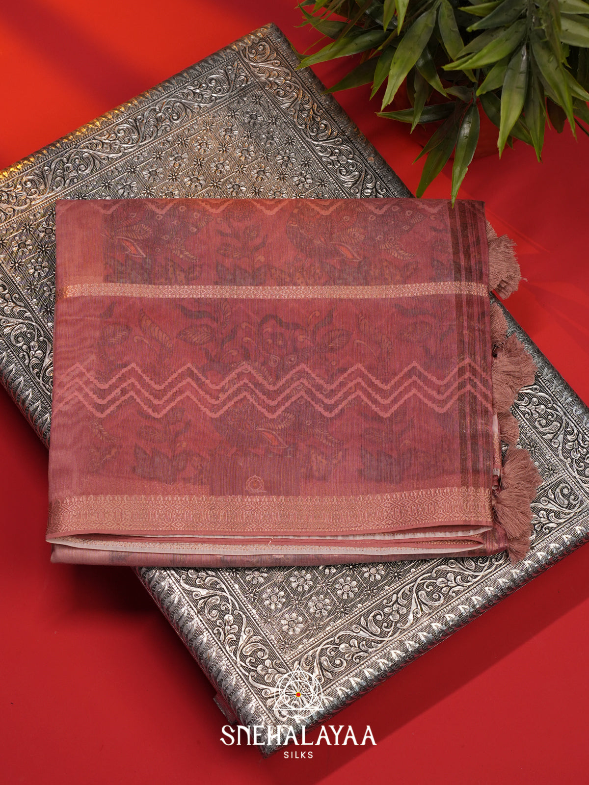 Dusty Rose  Linen Saree