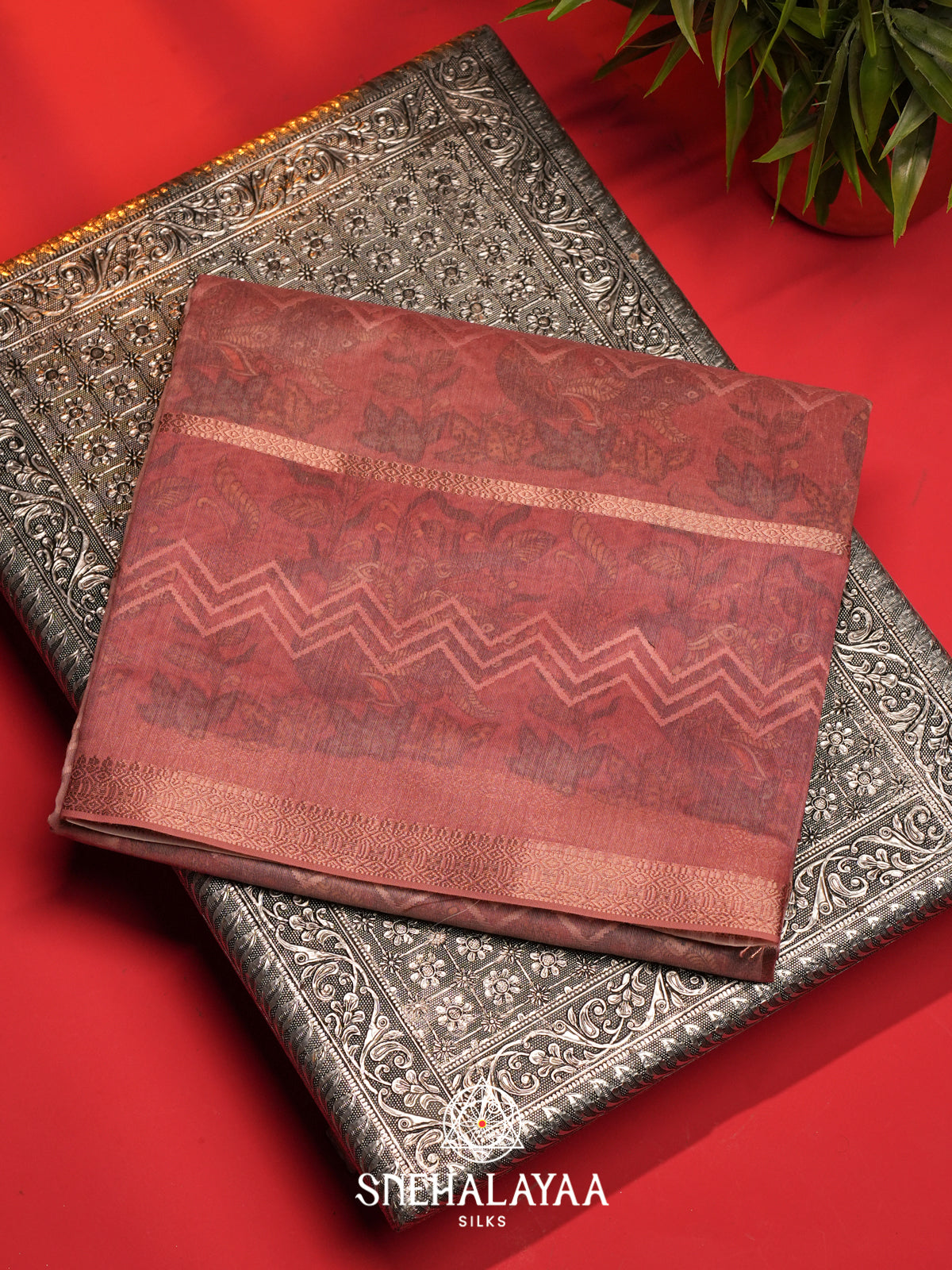 Peach  Linen Saree