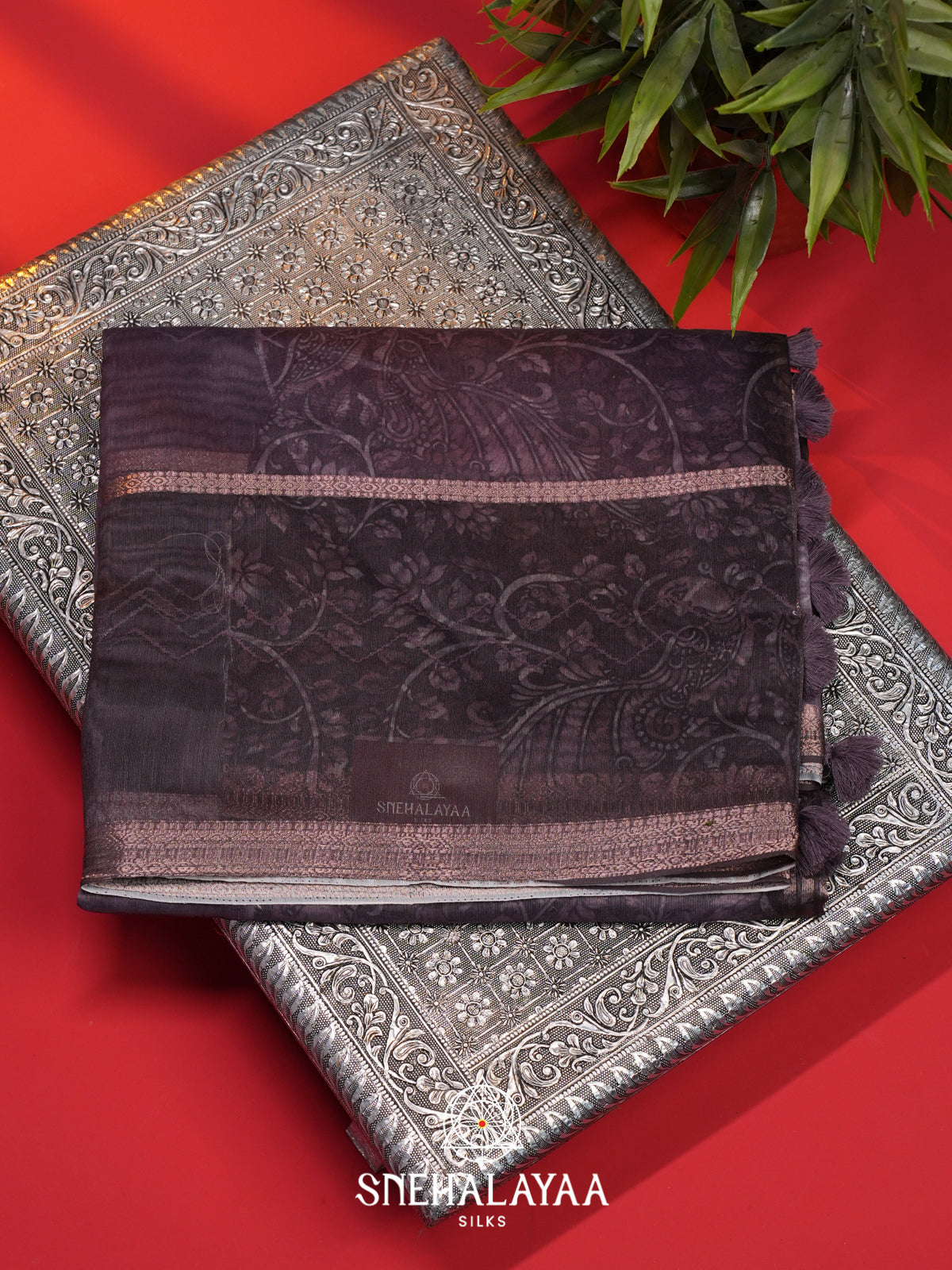 Dusty Violet  Linen Saree