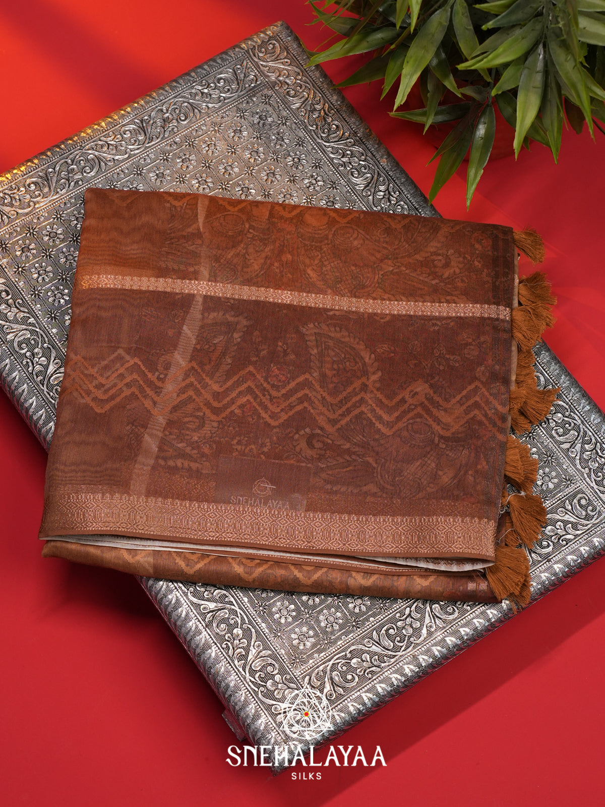Cinnamon Brown  Linen Saree