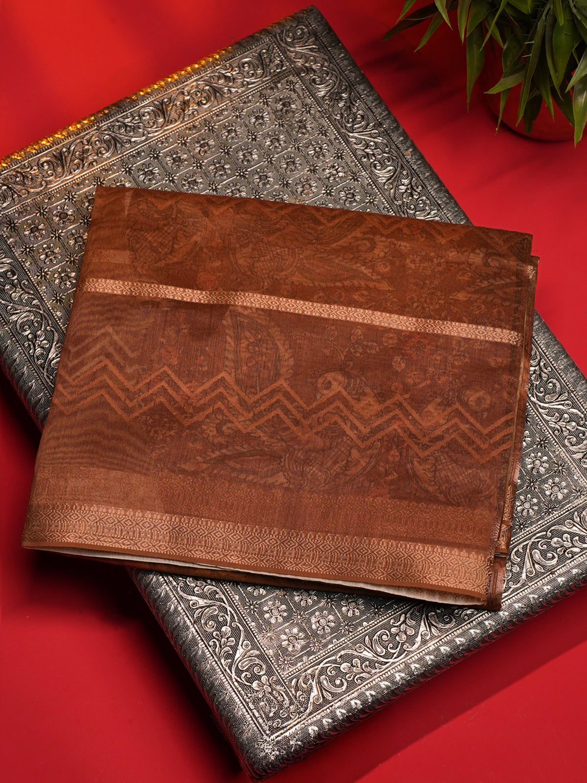 Brown  Linen Saree