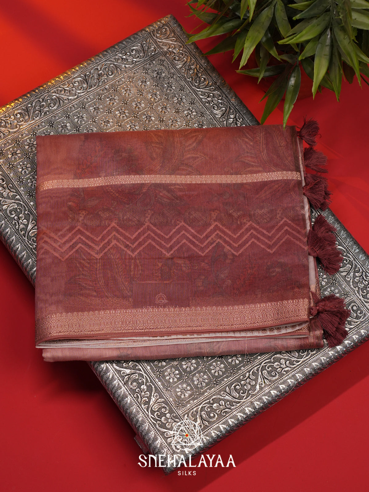 Peach  Linen Saree