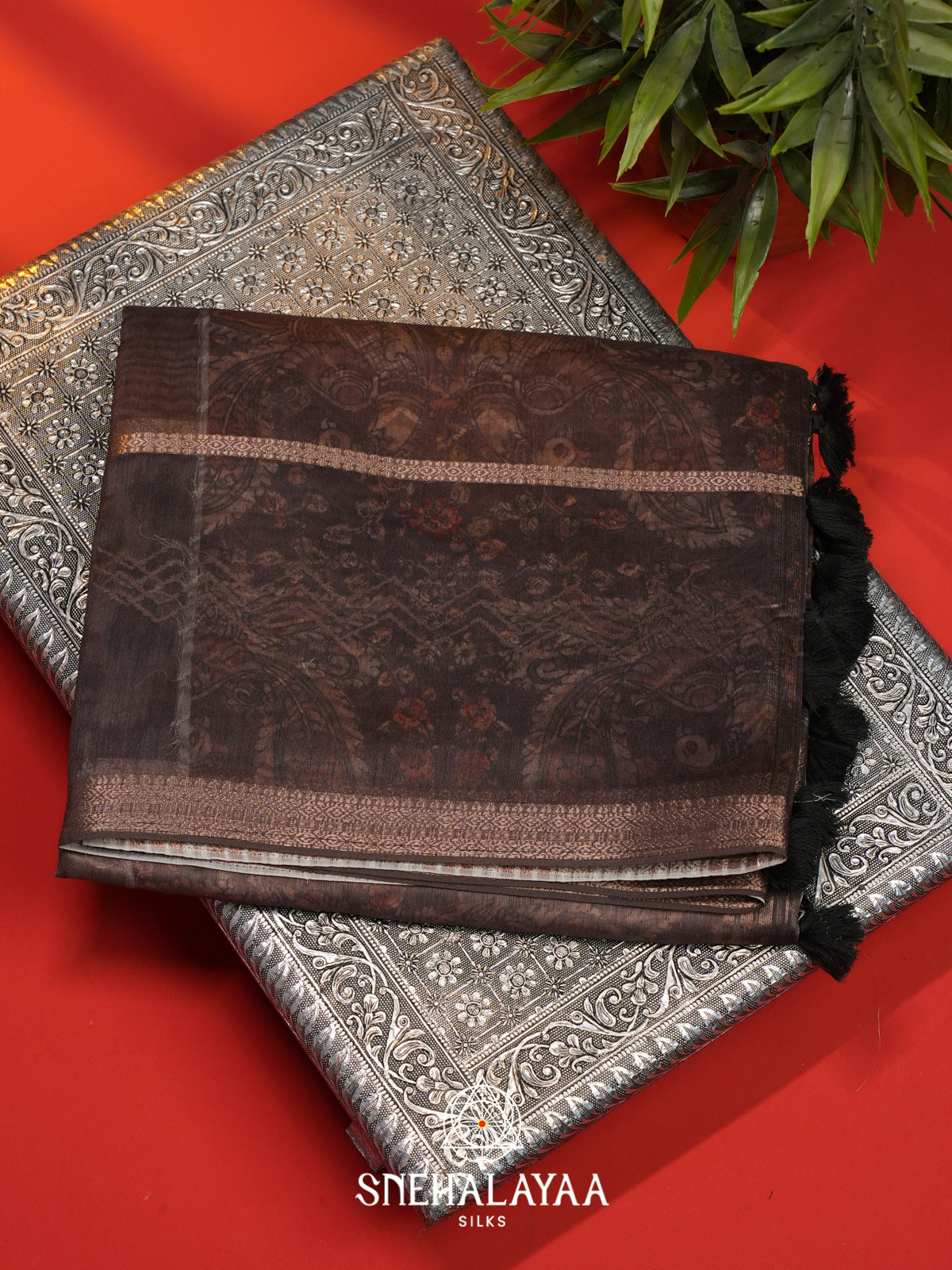 Taupe  Linen Saree