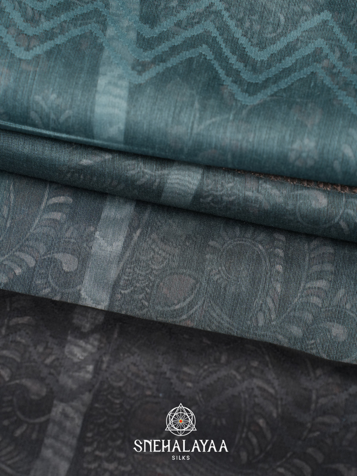 Teal  Linen Saree