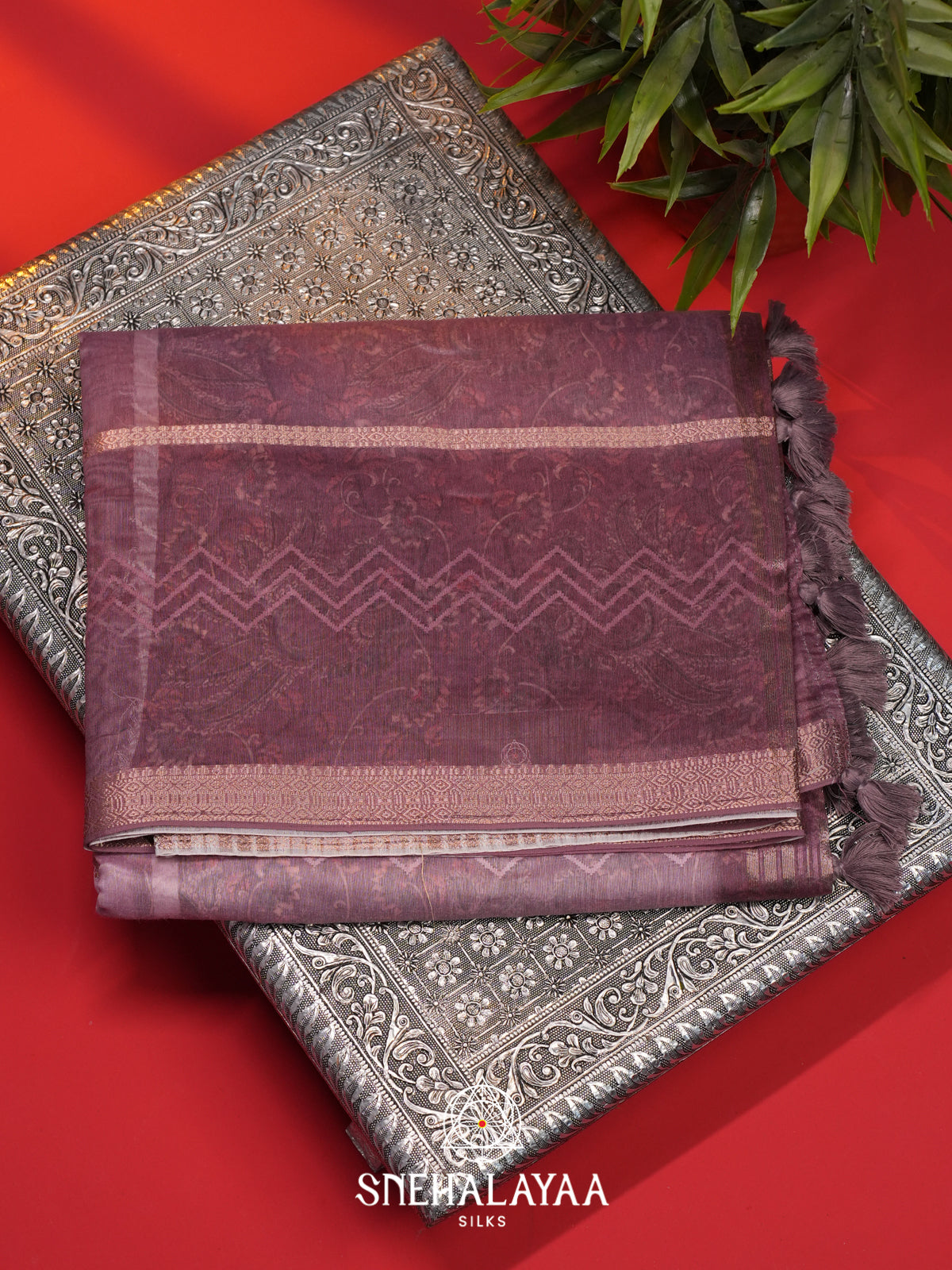 Mauve  Linen Saree