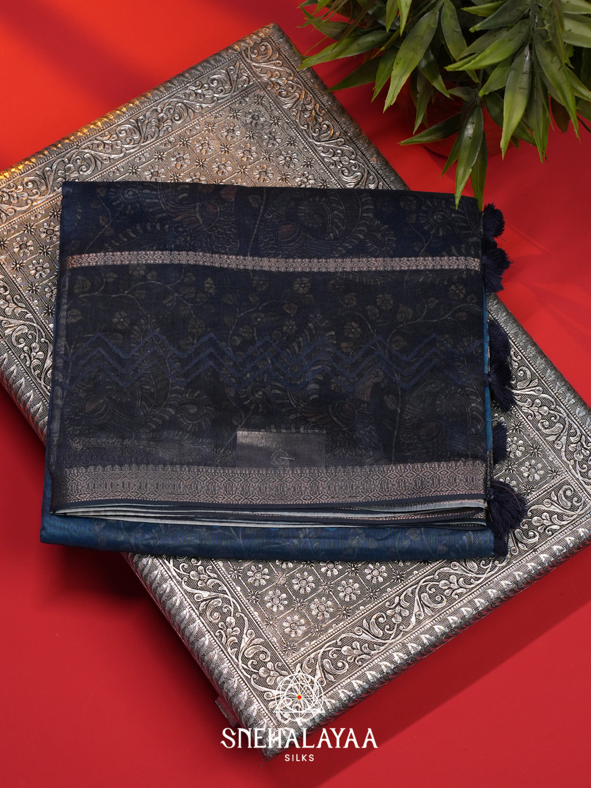 Blue  Linen Saree