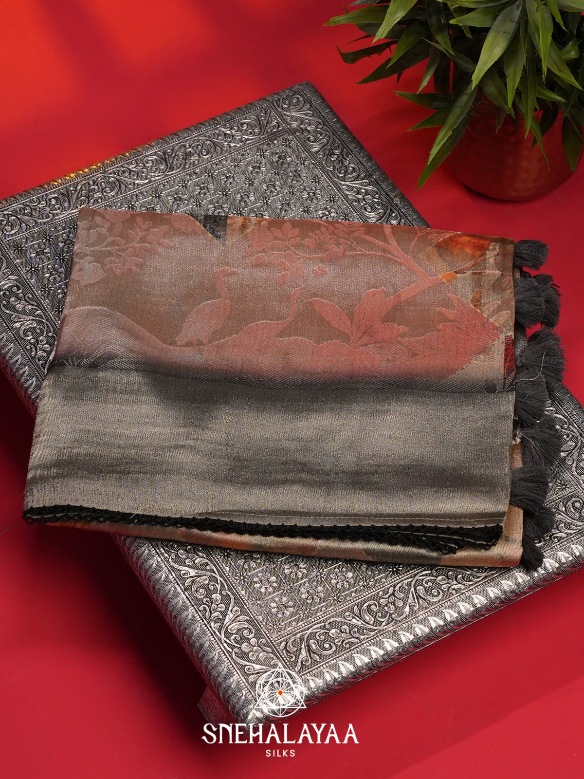 Beige Tissue Silk Saree