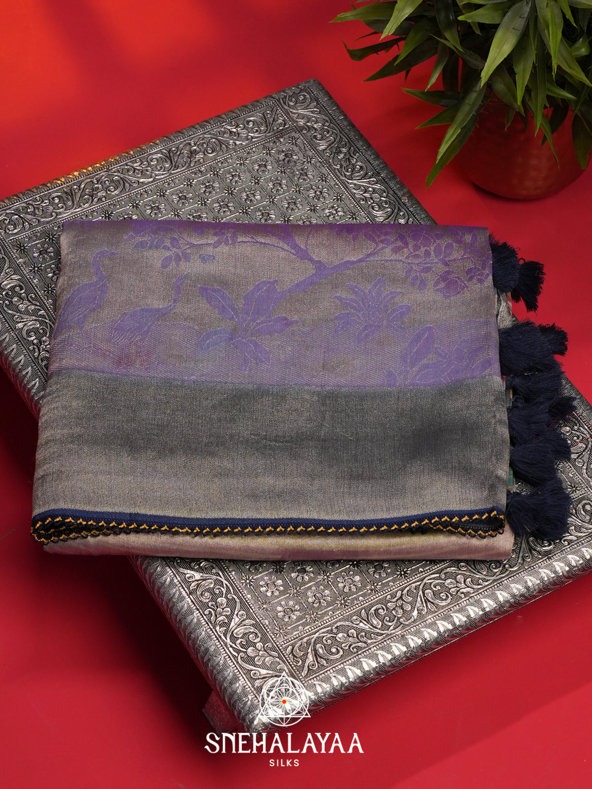 Lavender Tissue Silk Saree