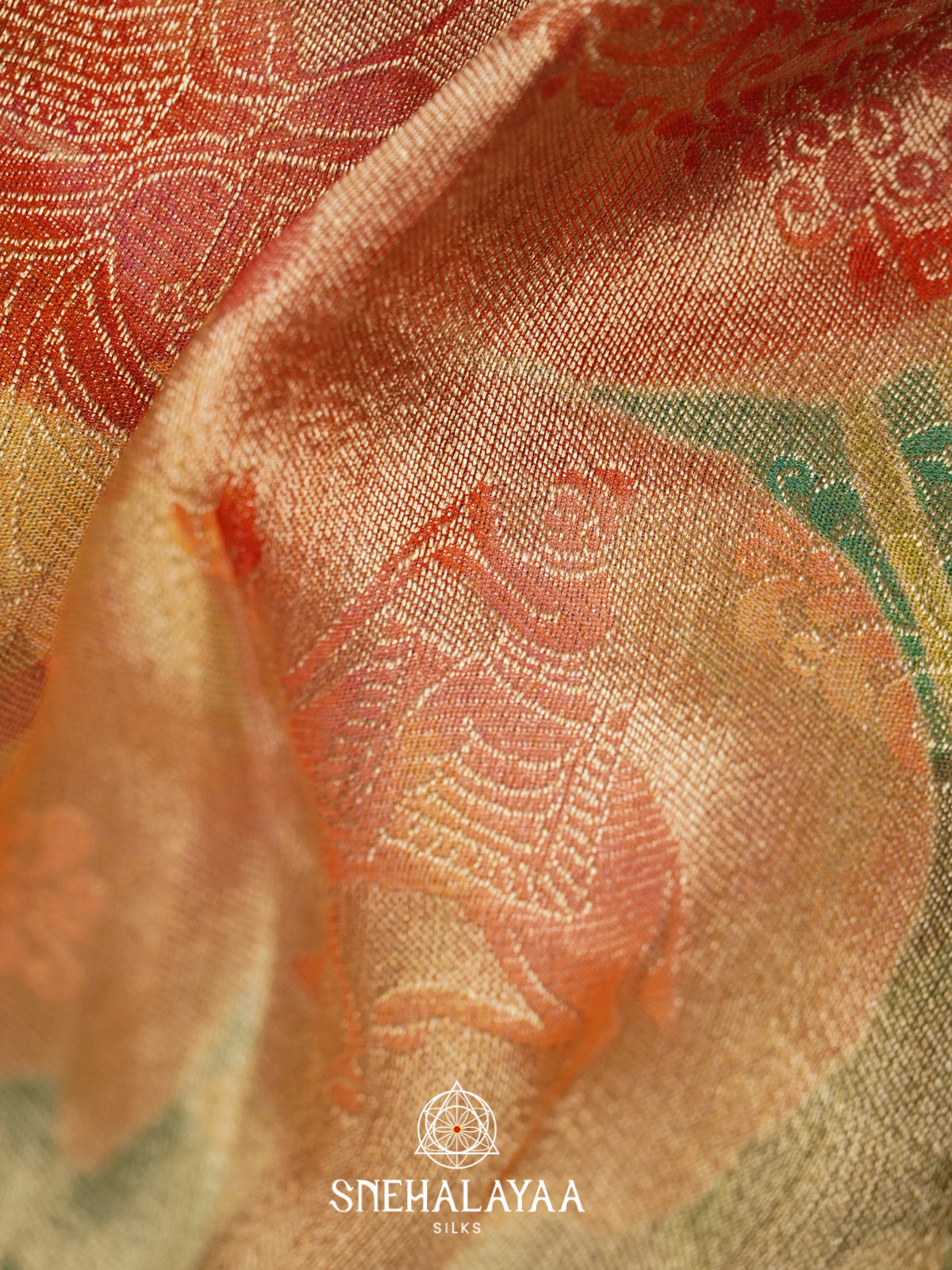 Teal Green Tissue Silk Saree