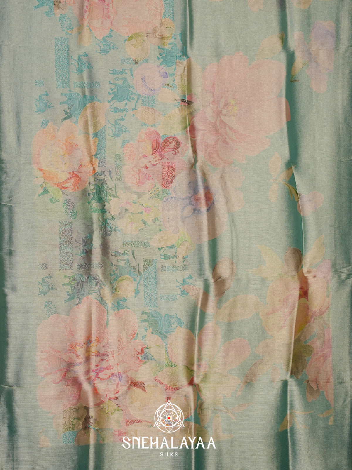 Teal Green Tissue Silk Saree