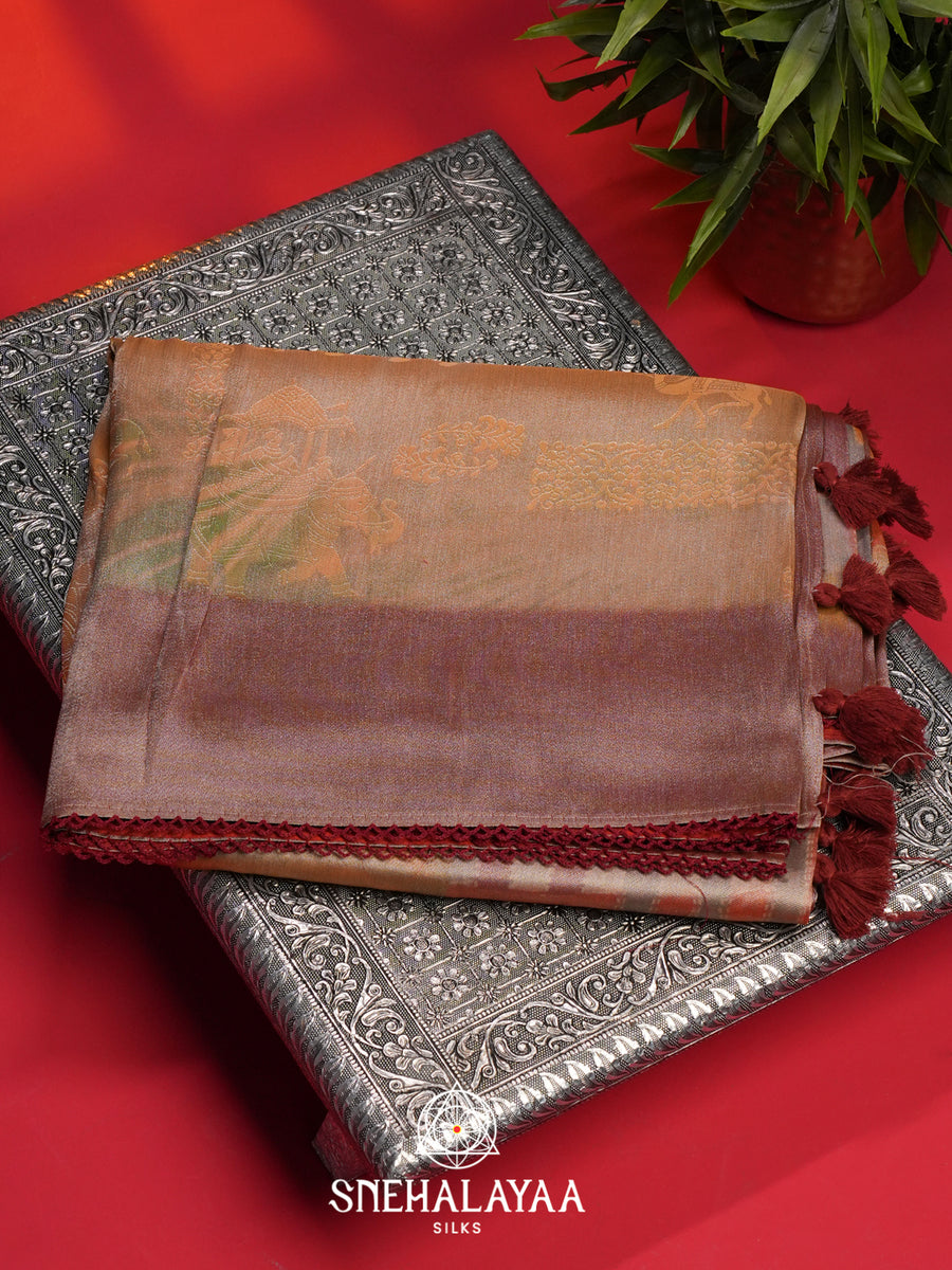 Mustard Tissue Silk Saree