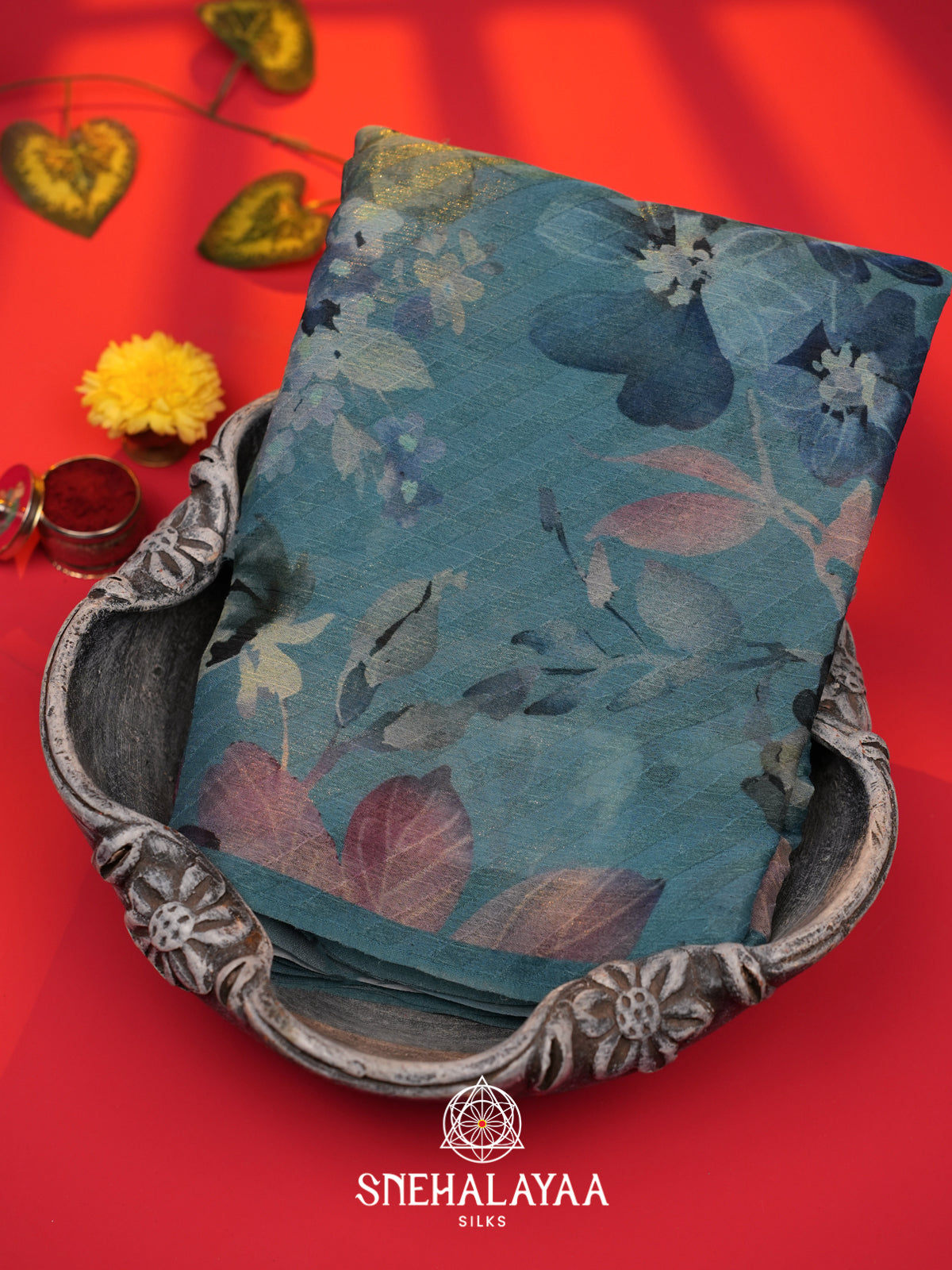 Blue Chiffon Saree