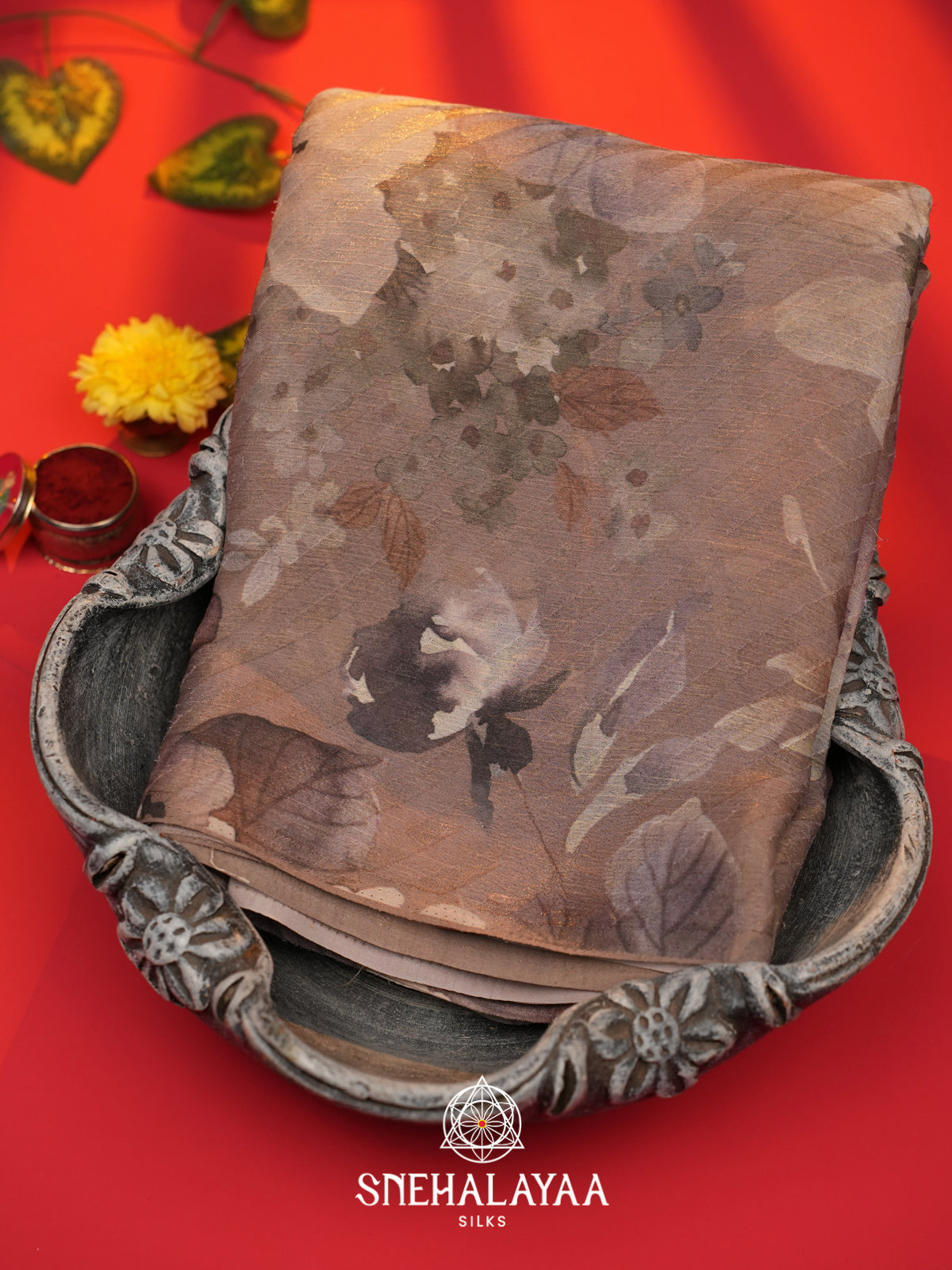 Taupe Chiffon Saree