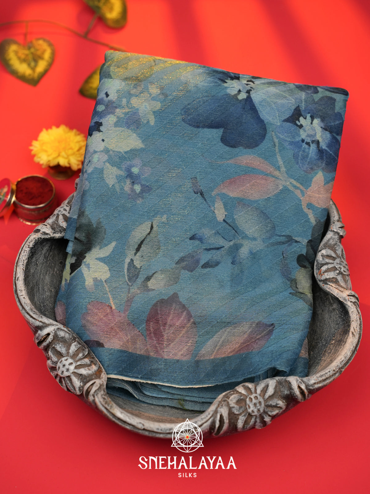 Blue Chiffon Saree